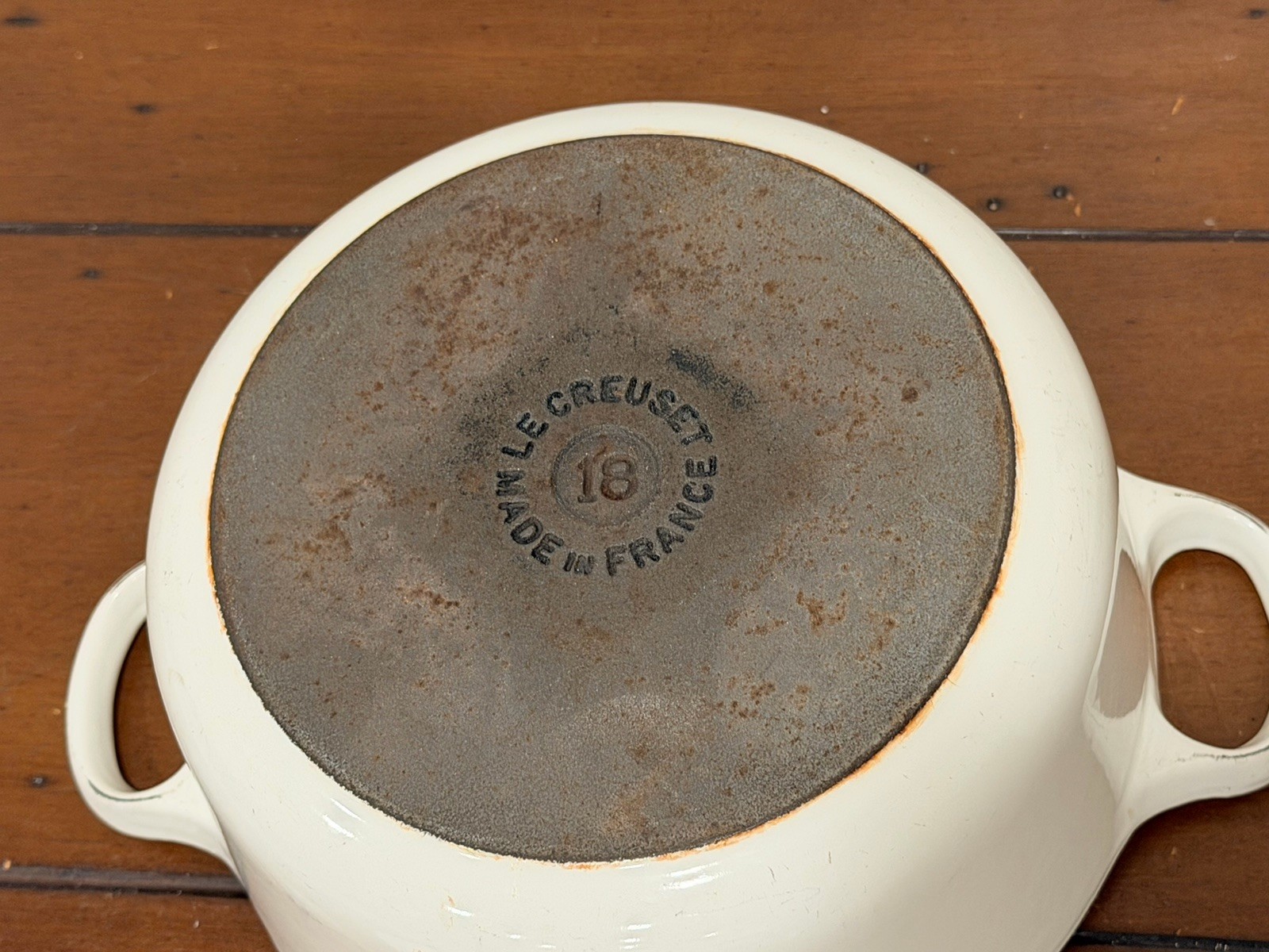 Vintage Le Creuset 18 Dutch Oven 2 Qt White Cast Iron France