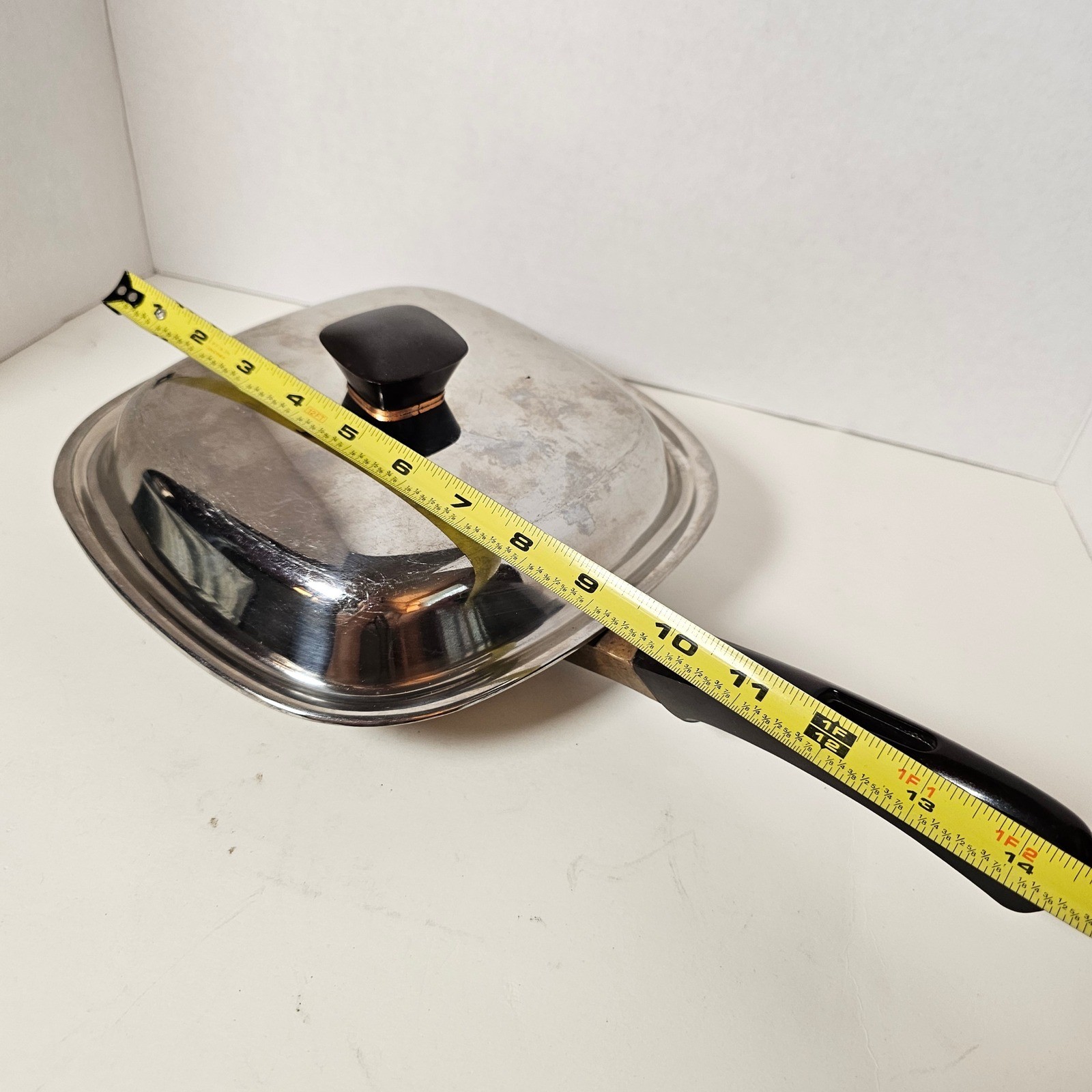 MCM Bridgeport Brass Co Square Skillet 9 Inch Stainless No 8500 with Lid Retro