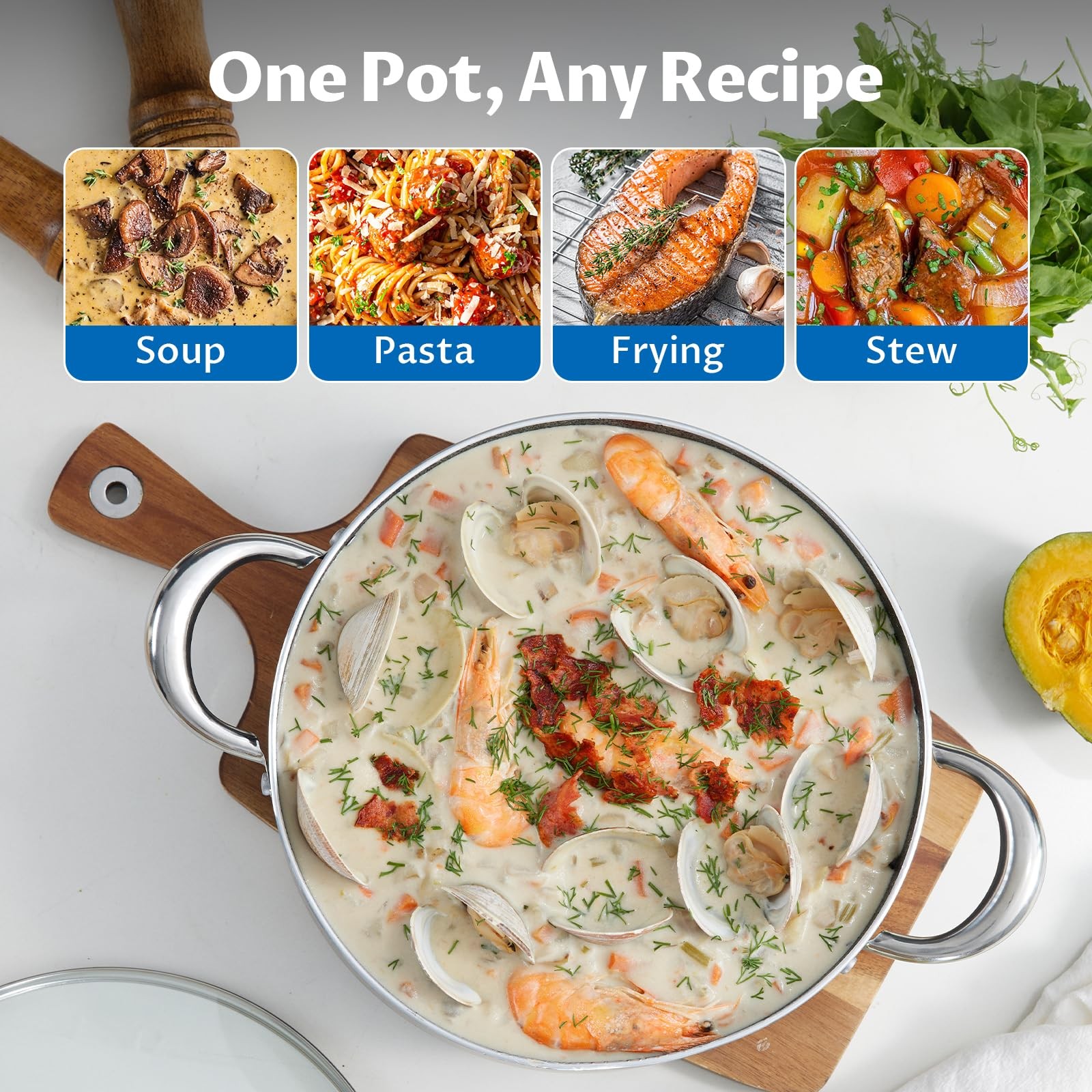 BEZIA Large 12 Quart Nonstick Stock Pot with Lid, Induction Cooking Pot Soup …