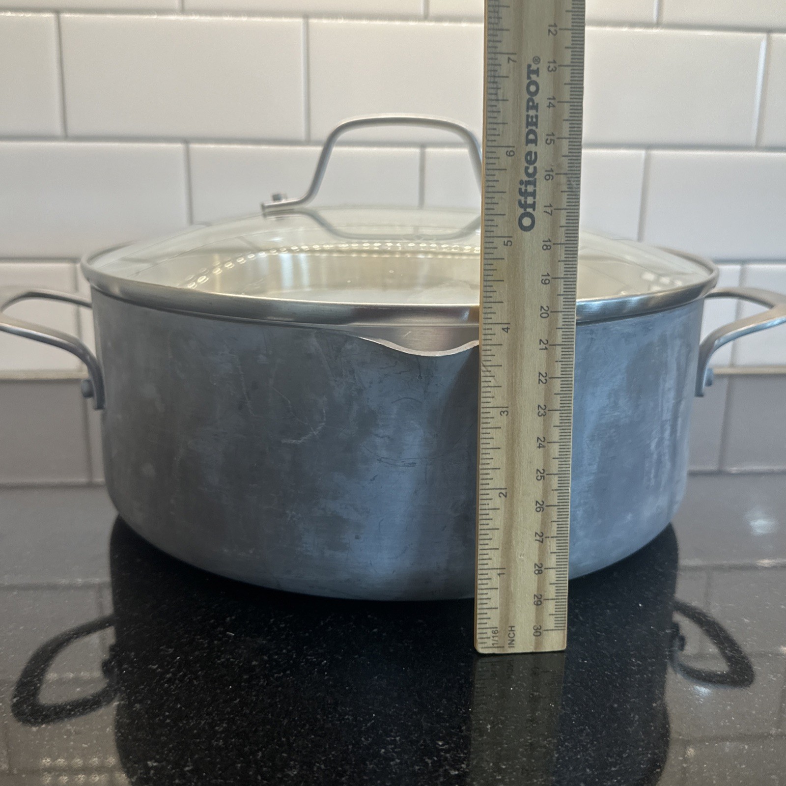 Calphalon Classic Anodized 5 Qt Stock Pot & Glass Lid 8785 Ceramic Non Stick USA