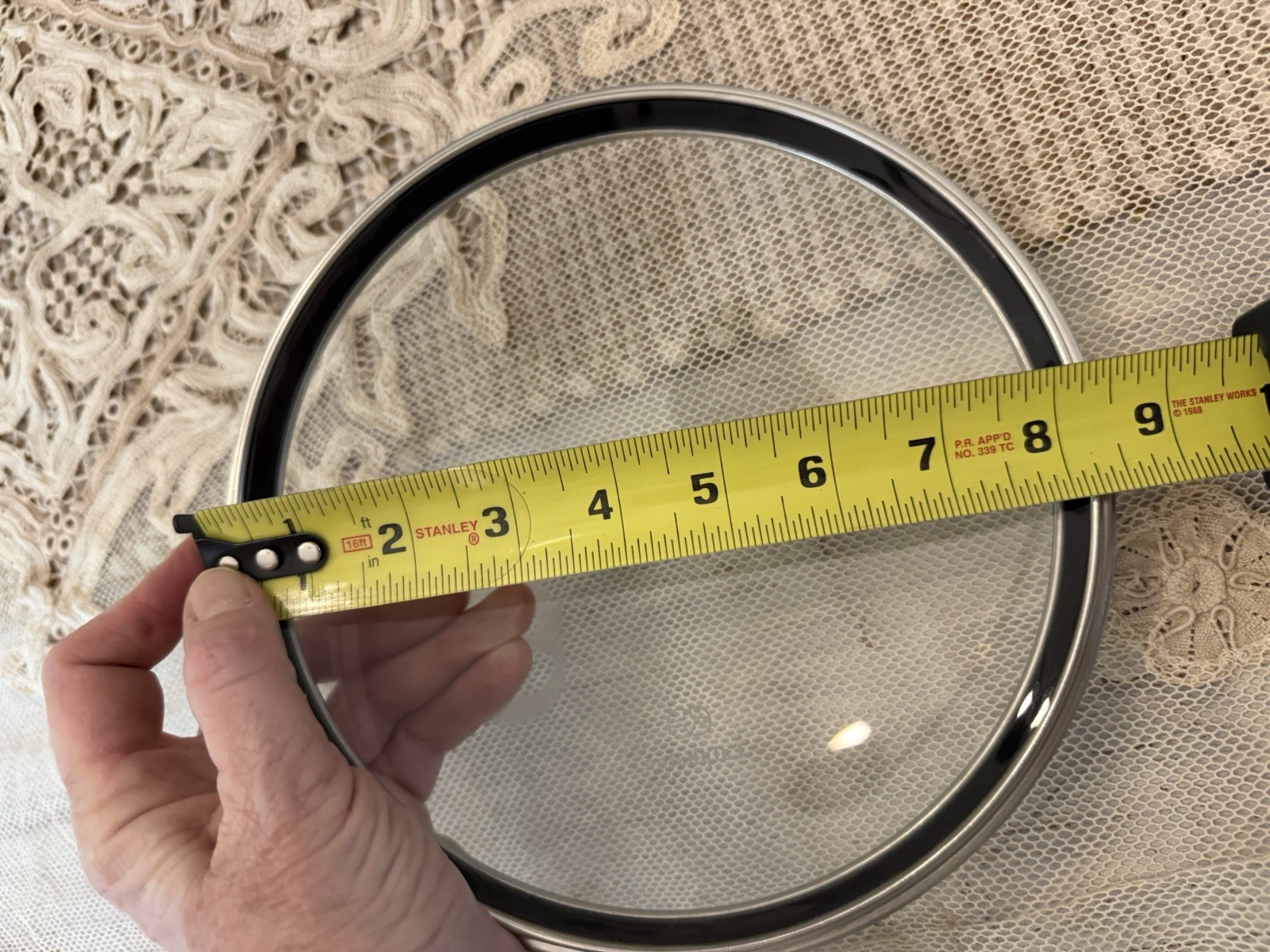 Calphalon Pot Lid 7 5/8″ Lip 8 1/4″ Diam. Stainless Glass Replacement Lid Only