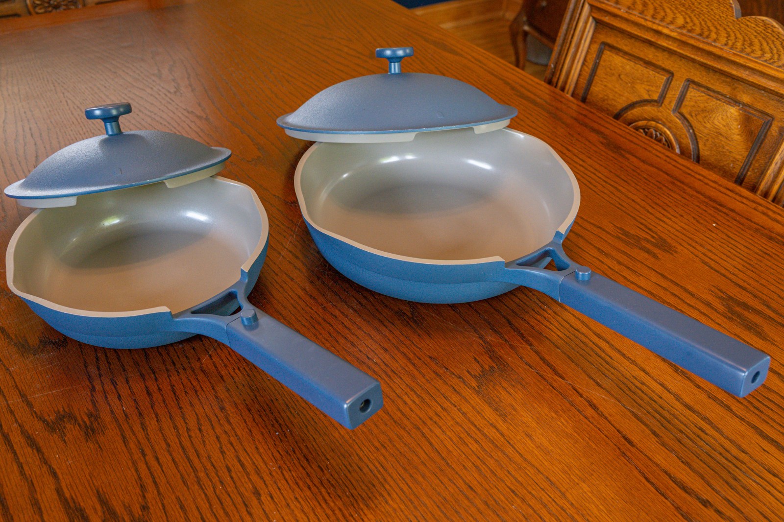 “Our Place” 10.5″ and 8.5″ Ceramic Non-Stick Skillet w/Lids. Both in great shape