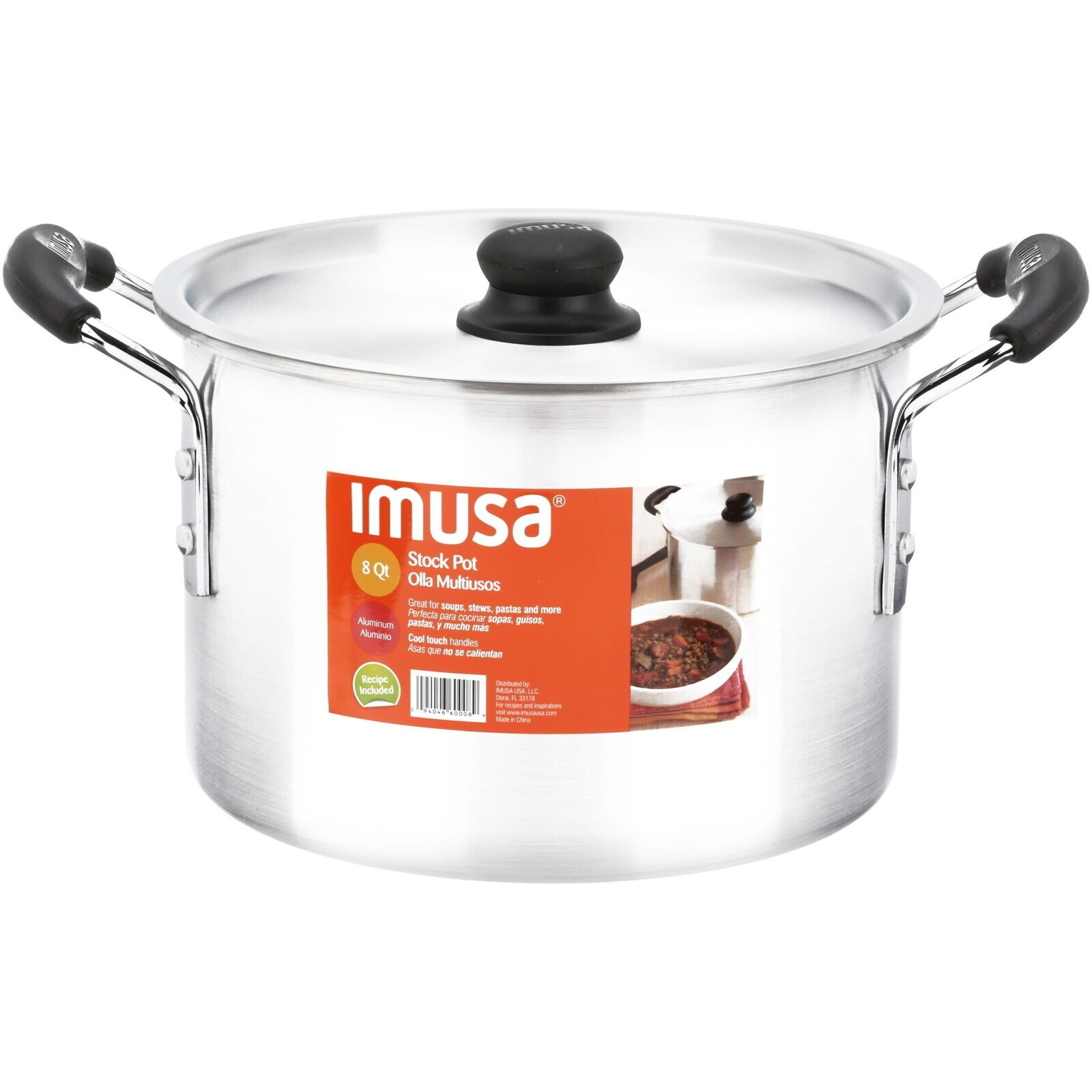8Qt Aluminum Stock Pot with Lid Double Sided Stay-Cool Handles Lightweight New