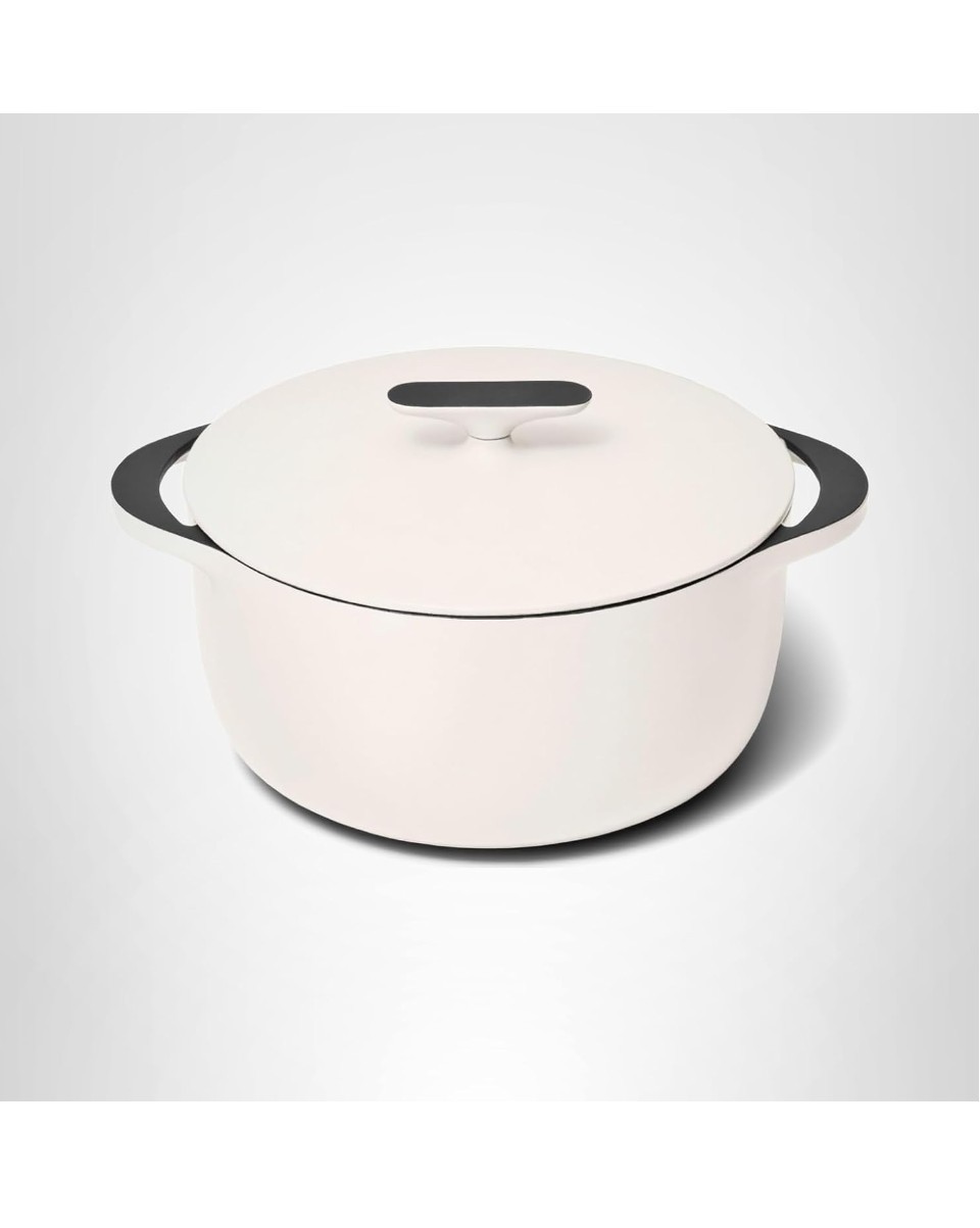 Caraway Home Enameled Cast Iron Oval Dutch Oven with Lid Cream