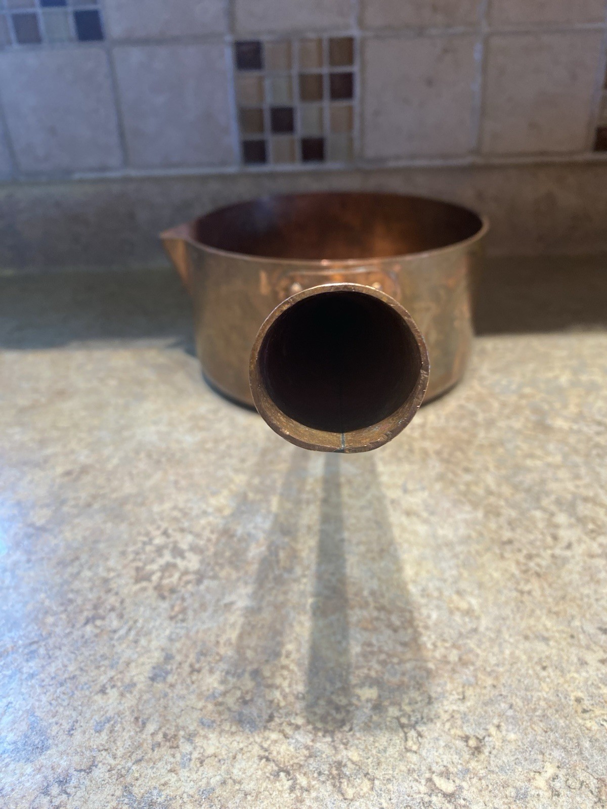 FRENCH COPPER 1.75 Qt. HOLLOW HANDLE SUGAR POT w/ SPOUT