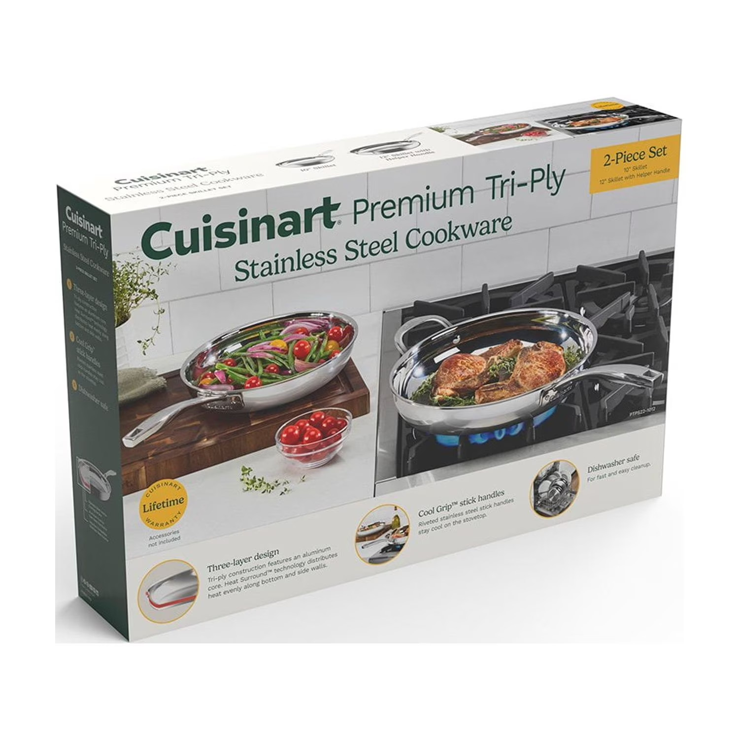 Cuisinart 2-Piece Premium Tri-Ply 10” & 12” Skillet Set