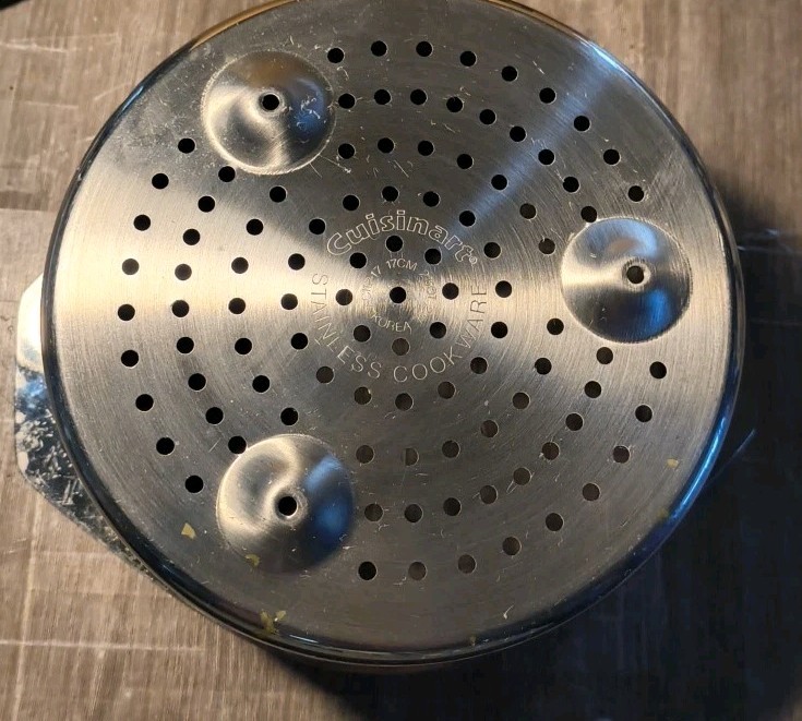 VINTAGE CUISINART 2.5 QT SAUCEPAN W/ LID & DOUBLE BOILER INSERT 3 PIECE SET