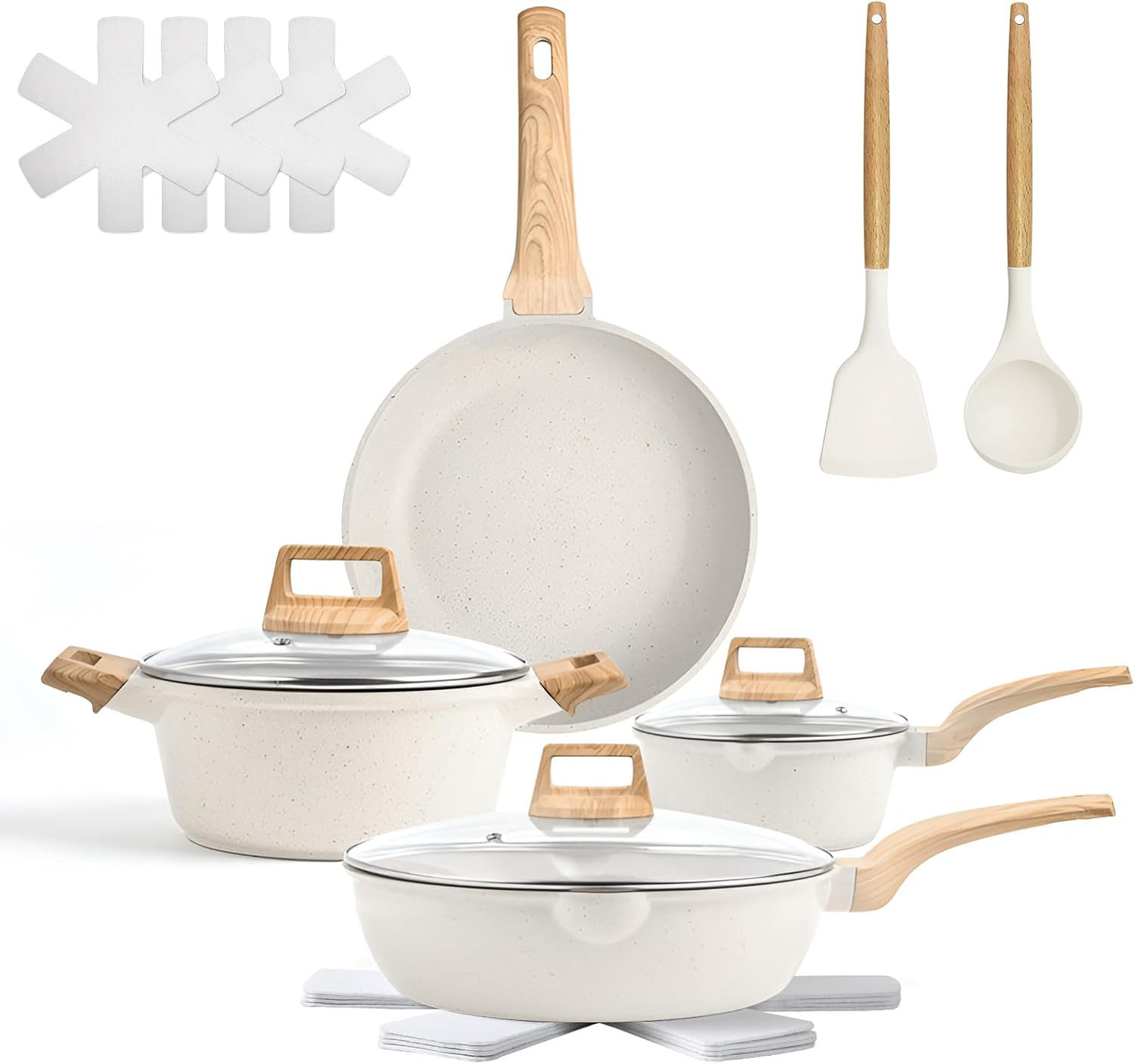 13-Piece Nonstick White Granite Cookware Set – PFOS & PFOA Free