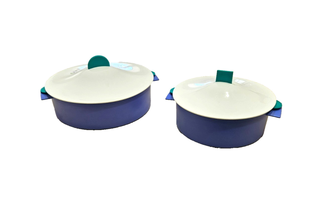 TUPPERWARE 9 in 7 in Round Lid Insert VEGETABLE MICRO STEAMER Blue Green USA