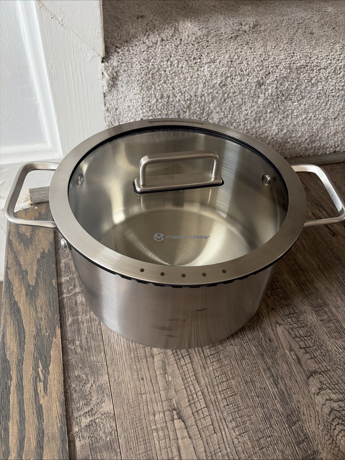 Masterclass Premium Cookware 5 Qt. Stockpot Glass Lid Stainless Steel Pot