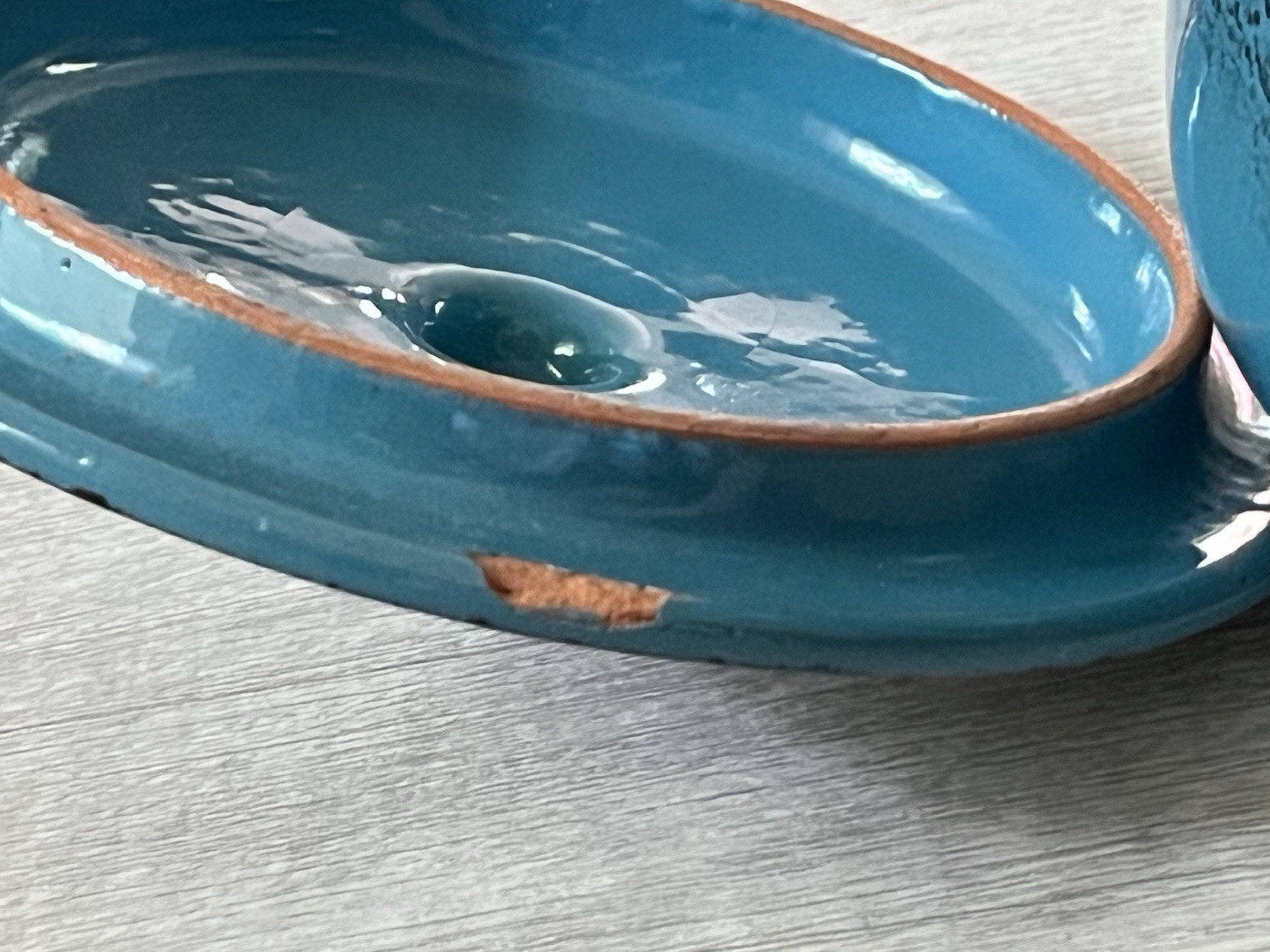 De Silva Bean Pot Made in Italy Glazed Teal Blue Heavy Duty