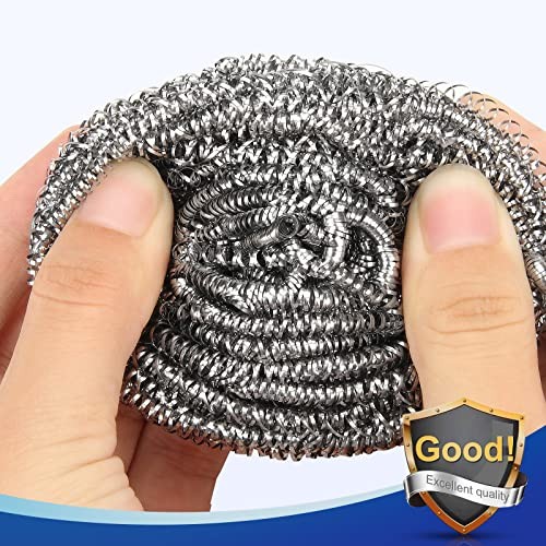 10 Pack Stainless Steel Scrubber, Stainless Steel-Pack of 10 Scrubbers Silver