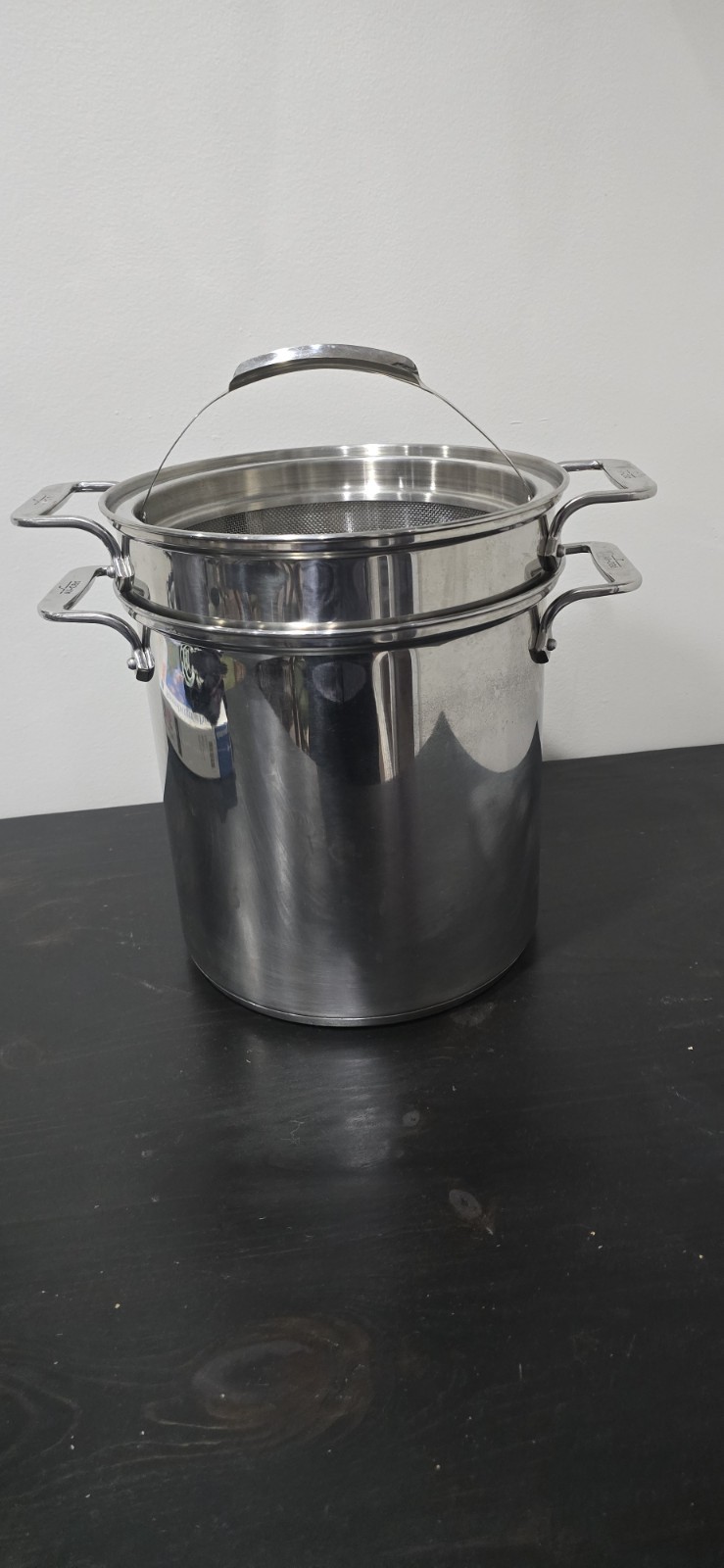 All-Clad Stainless Steel Multi Pot 3 Piece Pasta Strainer Steamer **NO LID***