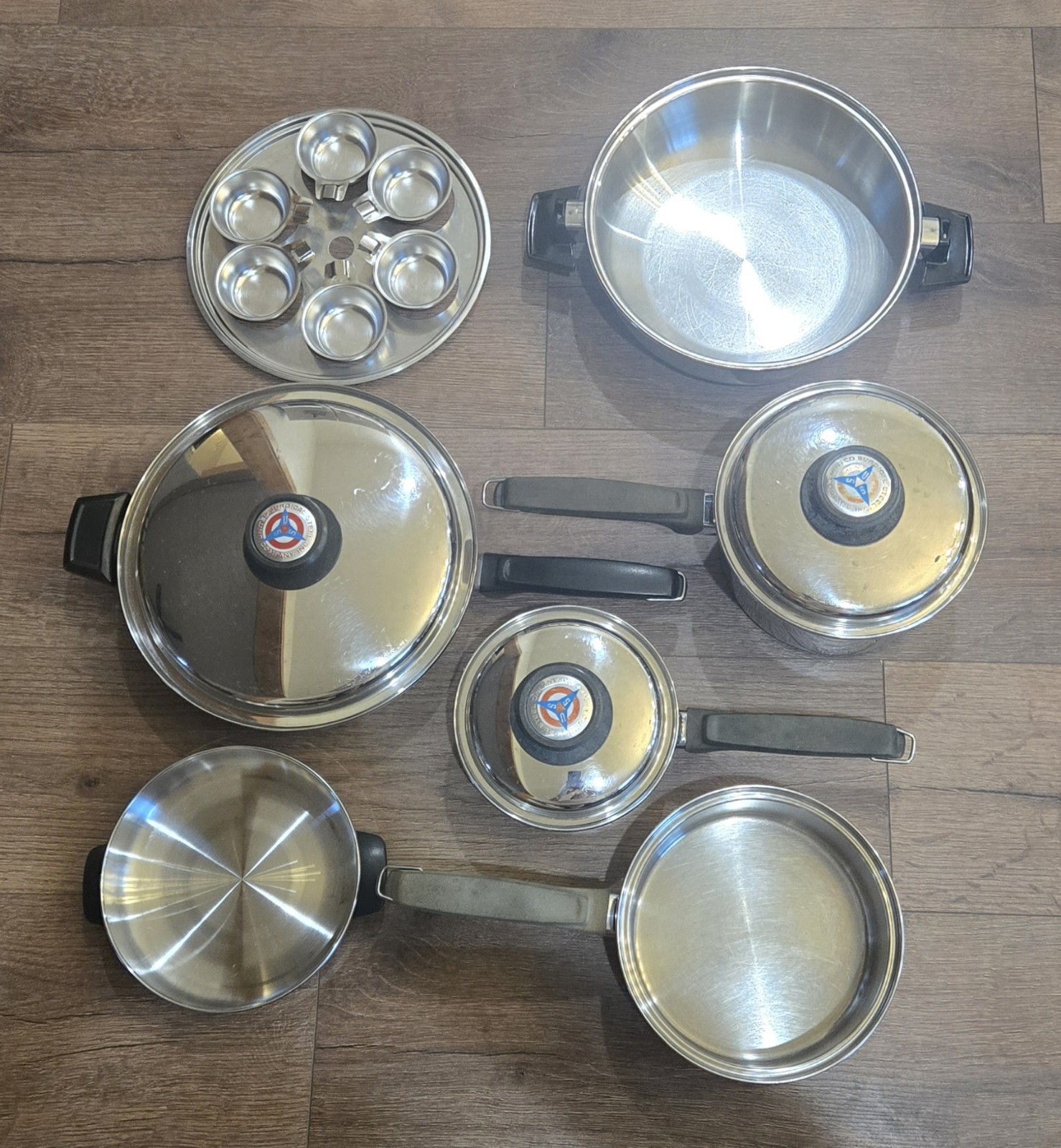 Royal Queen Multi-Core 5-Ply Stainless Steel Cookware Set USSI Vintage USA 10pc