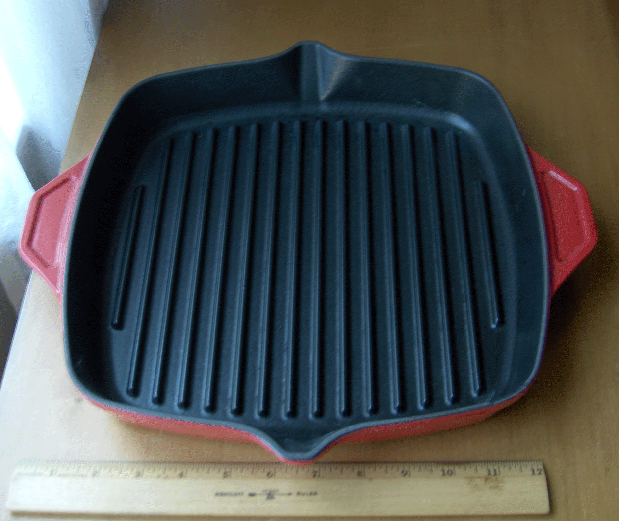 Le Creuset Cerise red #30 square griddle pan~Made in France~Pristine