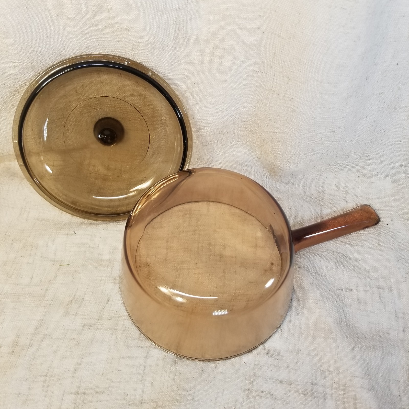 Pyrex Corning Ware Visions Amber Cookware 1.5 L Liter Saucepan Pot Lid Vtg EUC