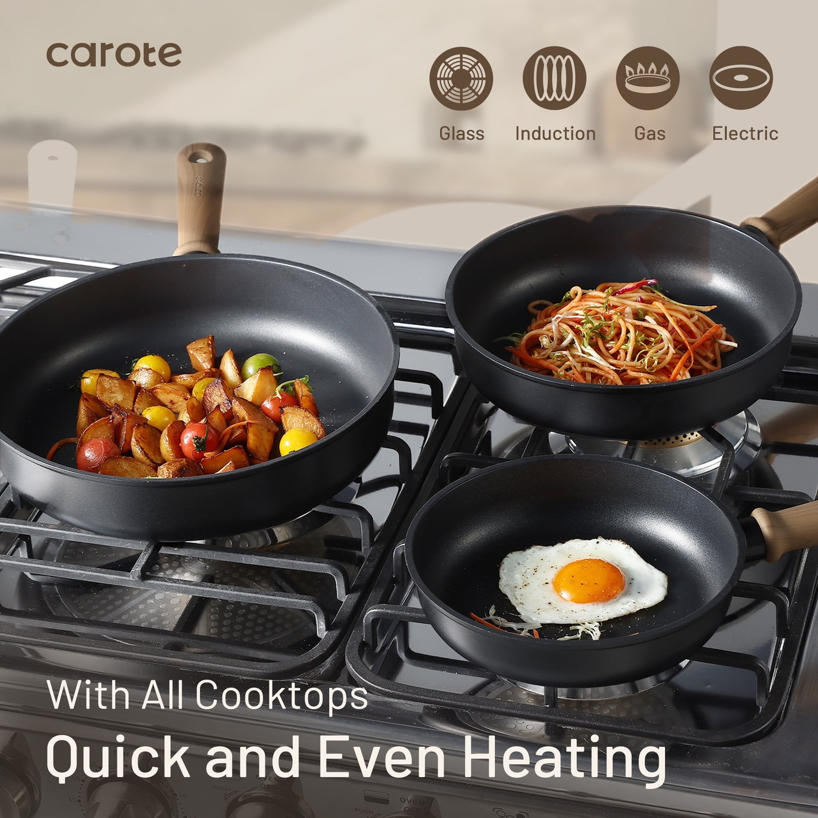 Titanium Nonstick Frying Pan Skillet 10″ Nonstick Fry Pan Without Glass Lid