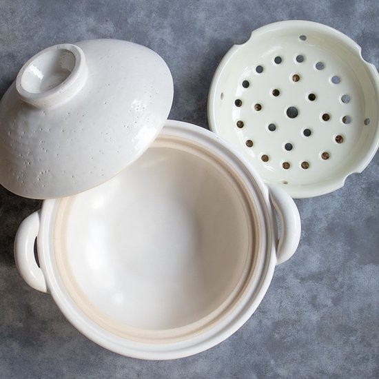 NAGATANIEN IGA Donabe Steam Pot Earthenware 2-4person White Made in Japan 27cm