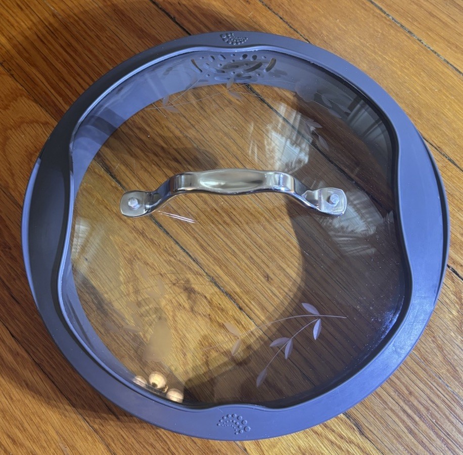 Princess House Heritage Glass and Silicone Strailing Lid 10″ Diameter READ