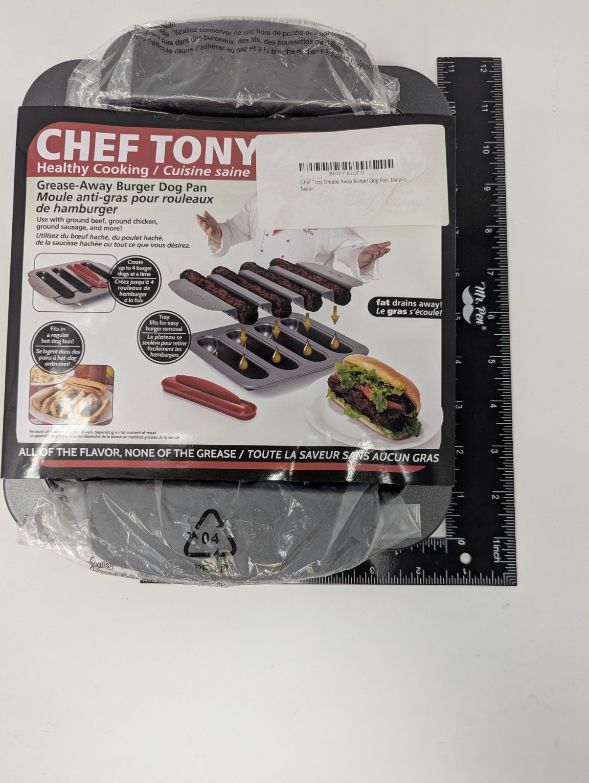 Chef Tony Grease Away 2 Part Burger & Hot Dog Non Stick Pan Carbon Steel