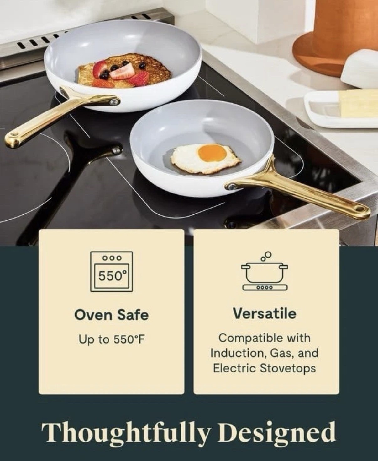 Elegant 8″ Nonstick Ceramic Mini Fry Pan – 1.05 qt – Oven Safe for Light Cooking