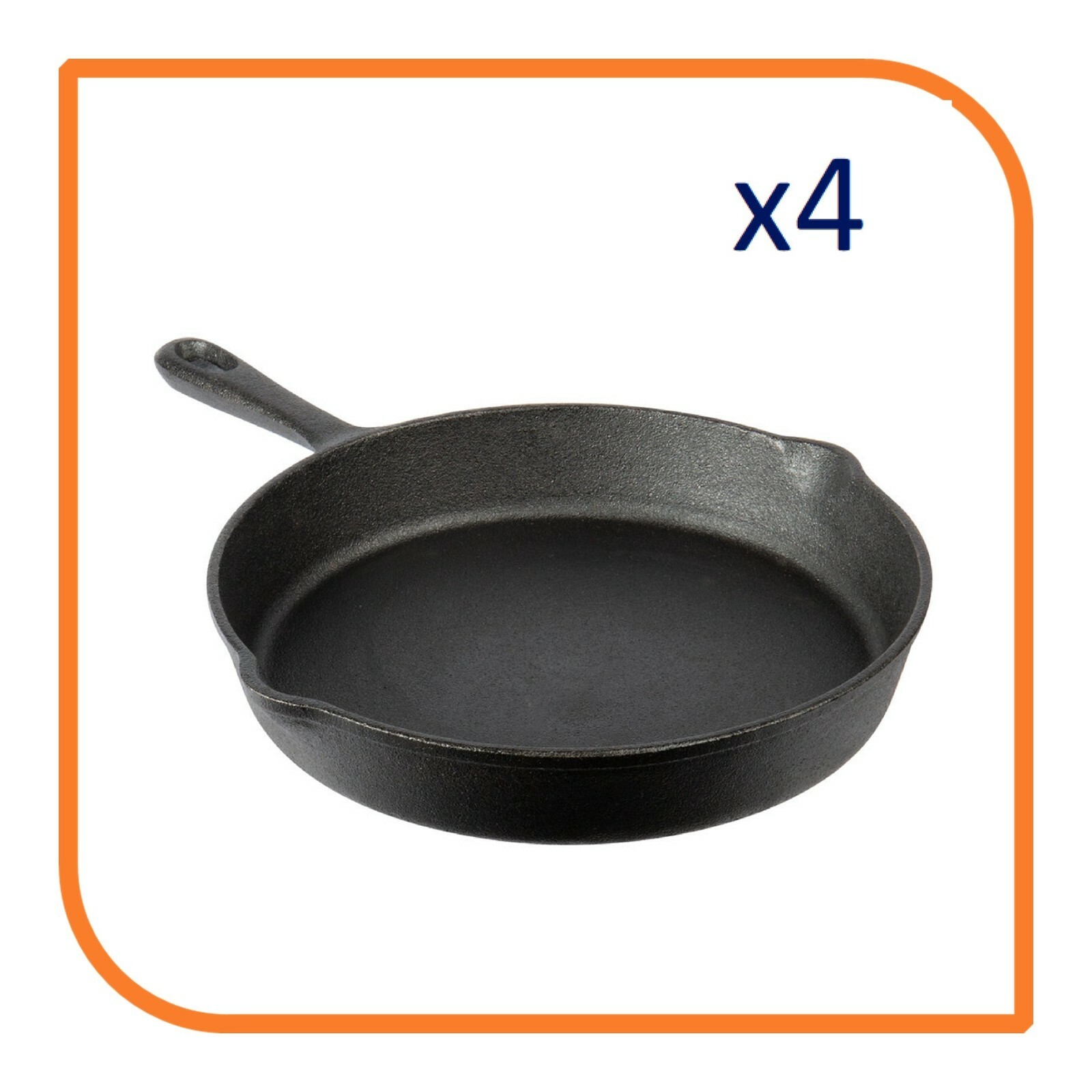 10″ Round Cast Iron Frying Pan / Skillet with Handle (4 Skillets) by MyXOHome