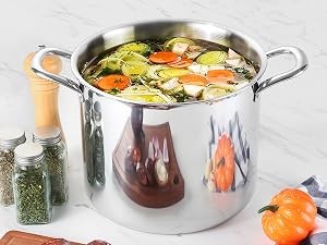 12QT Large Stainless Steel Stock Pot with Lid, Tri-ply Cooking Soup Stockpot