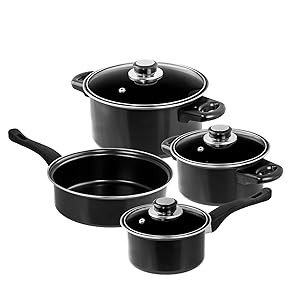 7 Pc Carbon Steel Nonstick Cookware Set, Pots & Pans Set, Dishwasher Safe