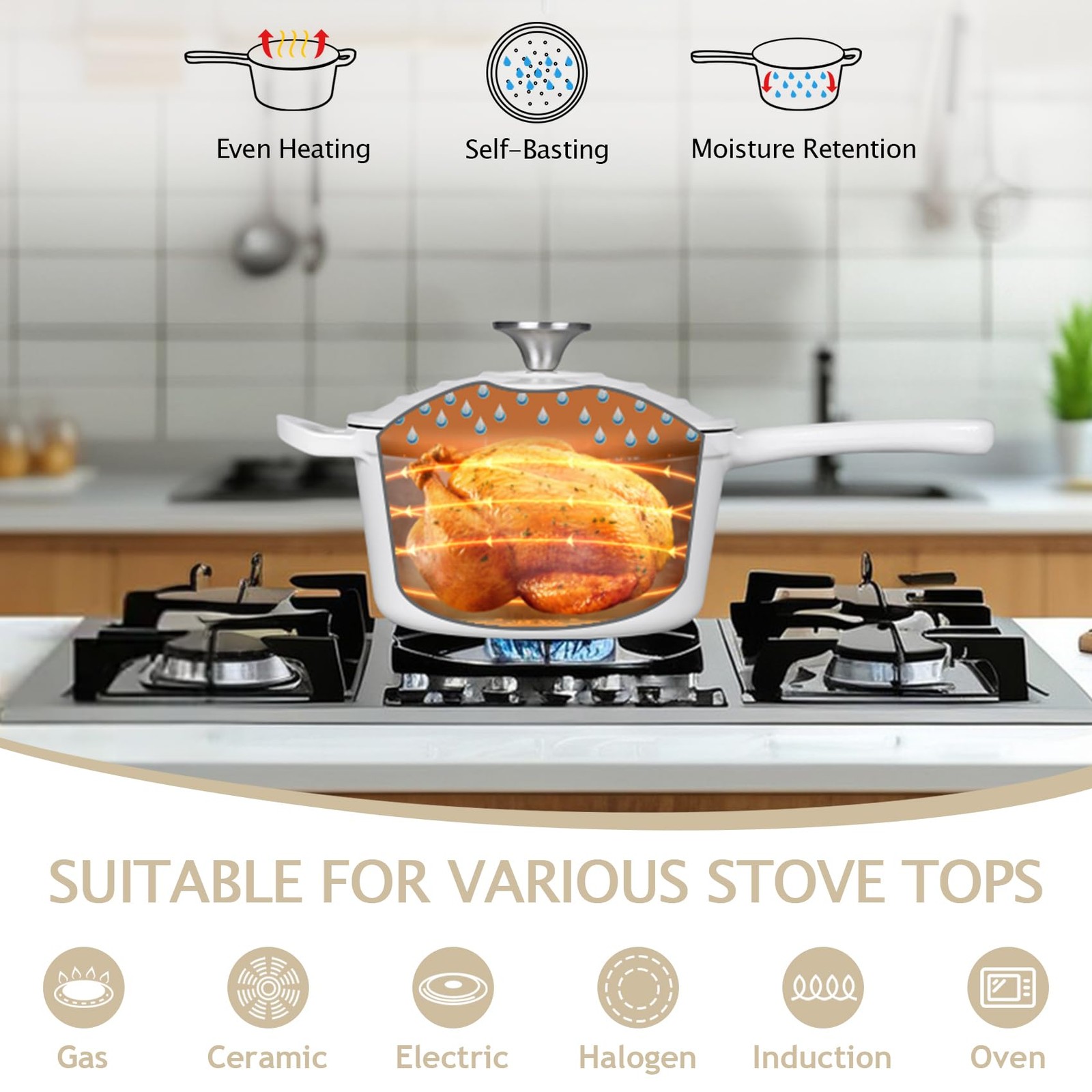 TeamFar 3QT Enameled Cast Iron Sauce Pan, Small Sauce Pot with Lid, Mini Dutch O