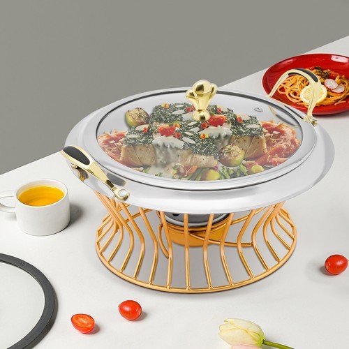 2L Chafing Dish Stainless Steel Circular Buffet Catering Warmers W/ Fuel Holder