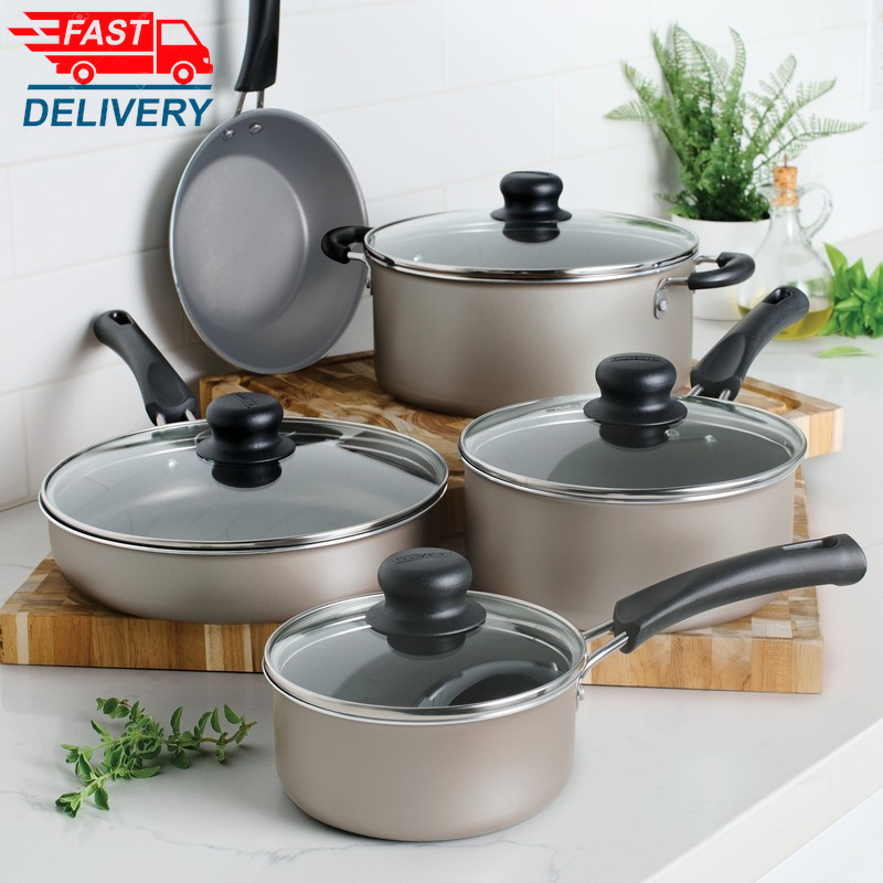 9-Piece Ceramic Cookware Set, Champagne ✅ 👈