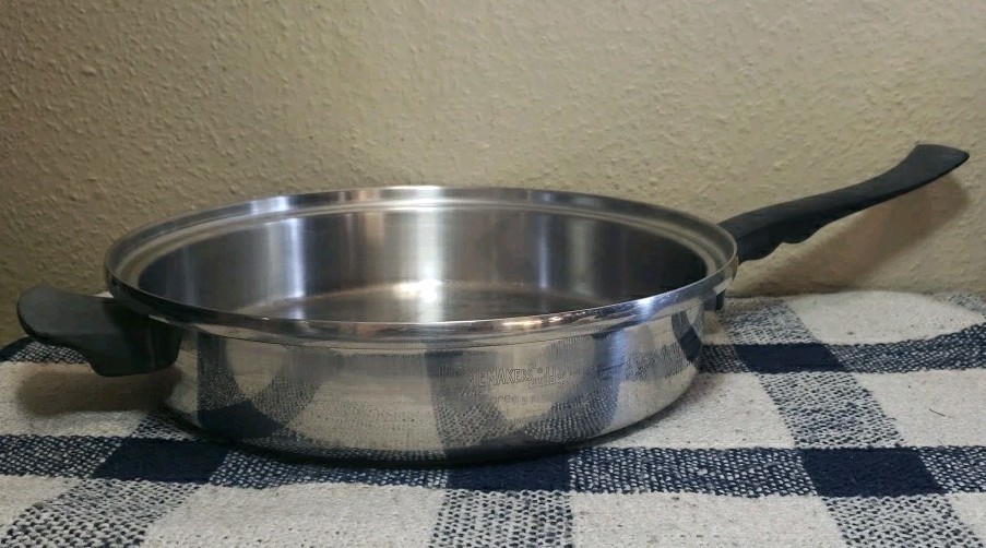 Vtg Homemakers Guild Multi Core 5-Ply Stainless 11″ Skillet Helper Handle No Lid