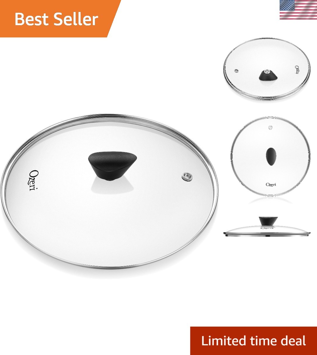 12″ Clear Tempered Glass Frying Pan Lid – Ergonomic Handle & Dishwasher Safe