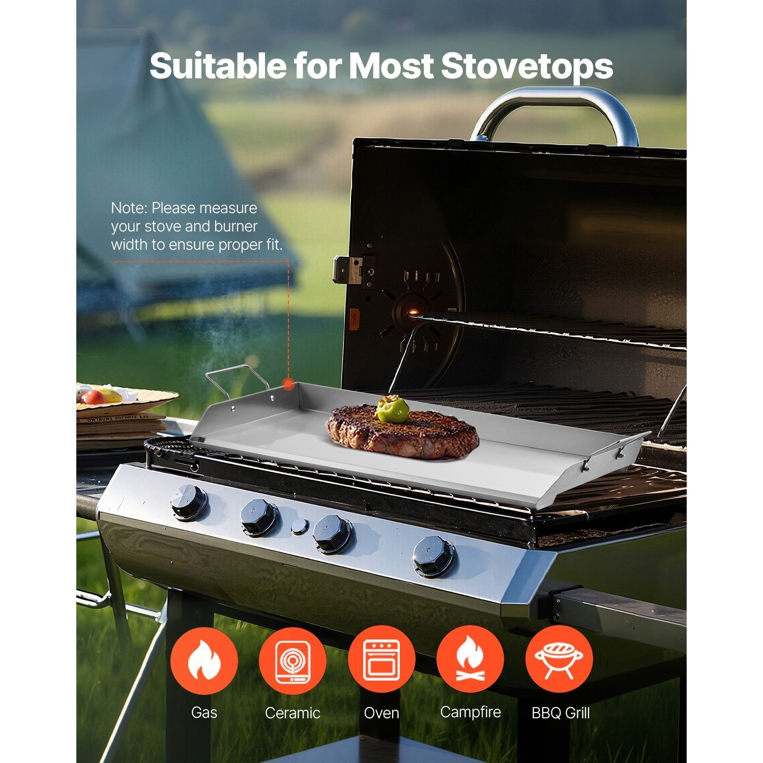 Stainless 32x16in Portable Griddle for Camping