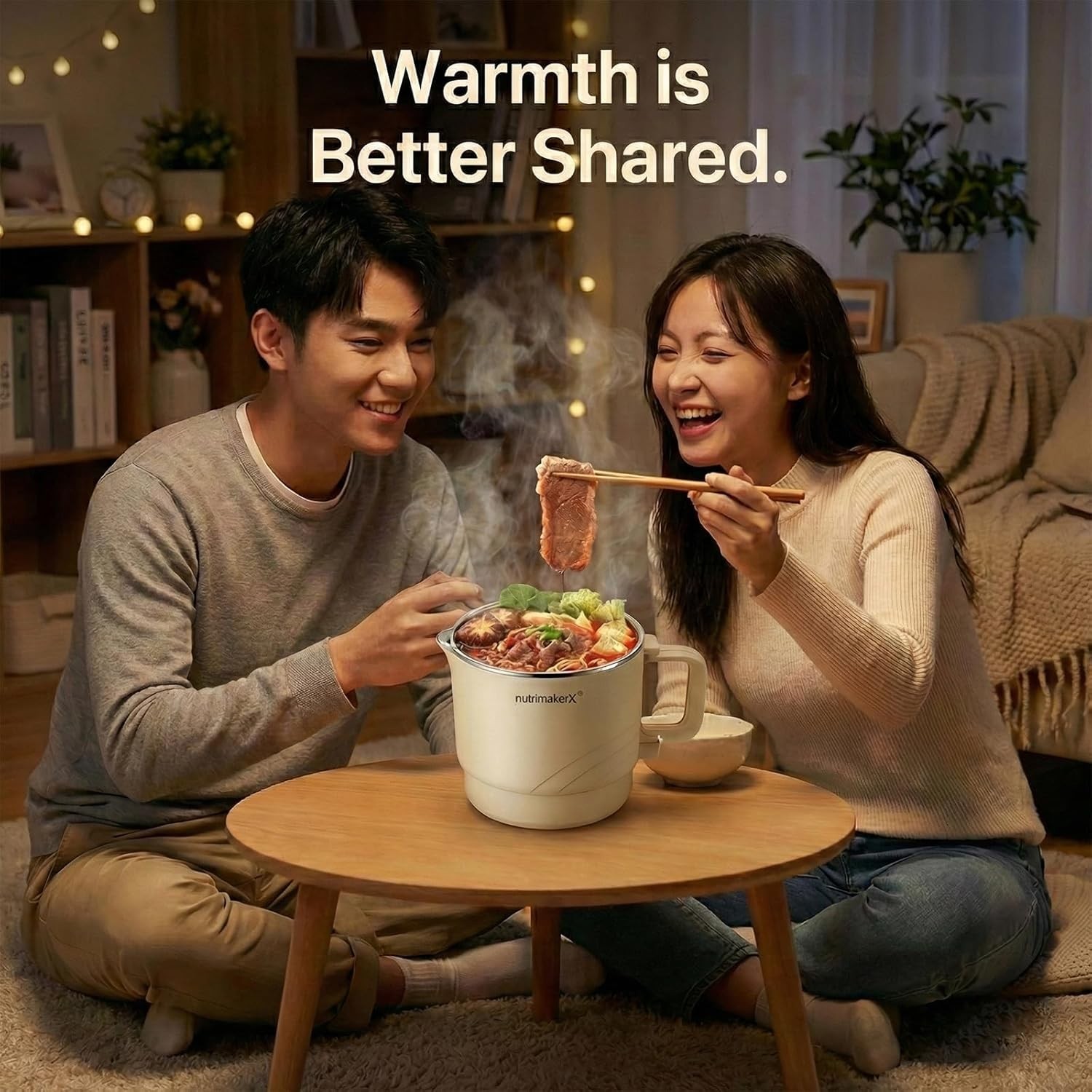 Electric Hot Pot, 0.8L Mini Portable Ramen Cooker for Shabu Shabu, Soup,