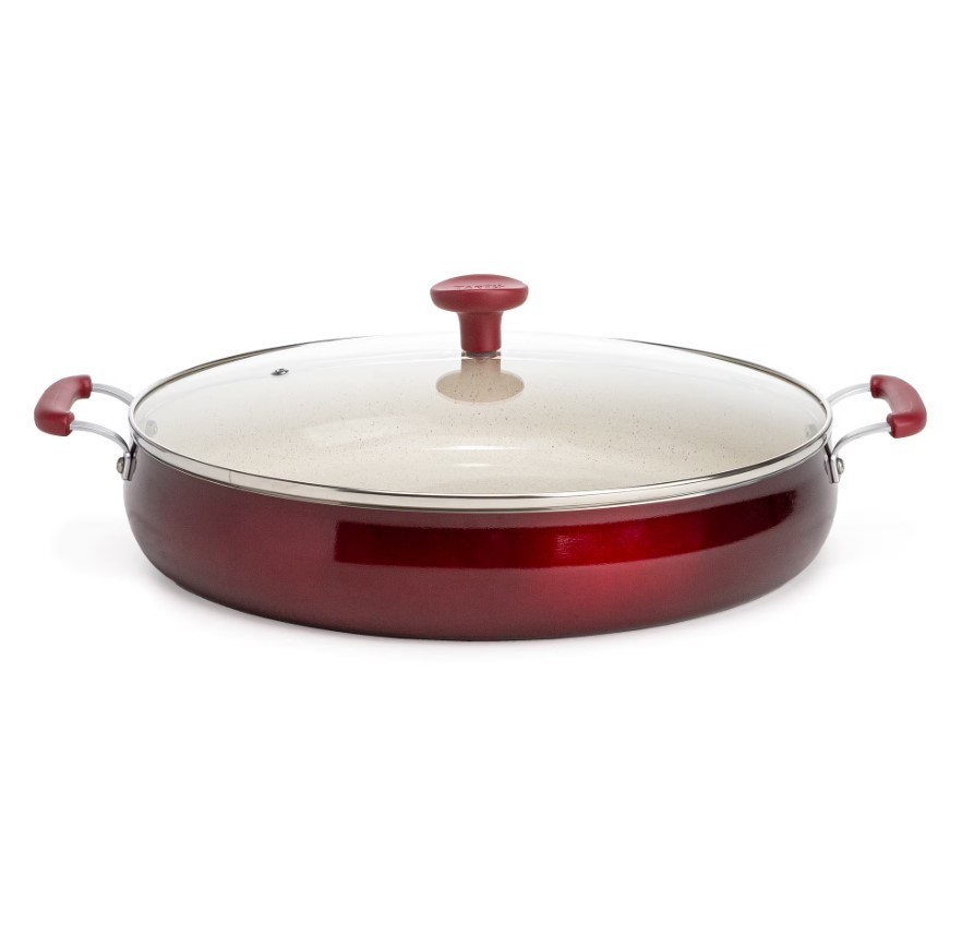 Tasty Clean Ceramic 13in Non-Stick Aluminum Centerpiece Sauté Pan with Glass Lid