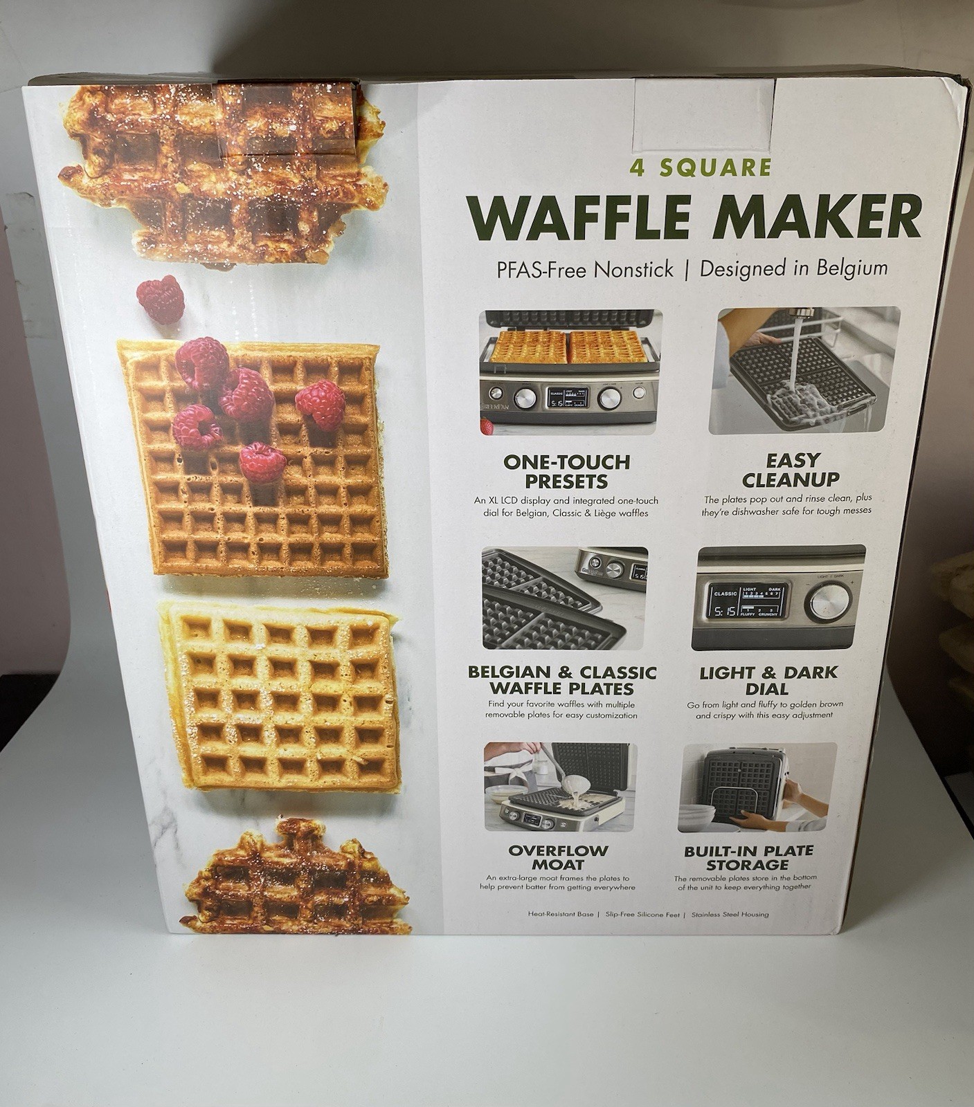 GreenPan CERAMIC NONSTICK 4-SQUARE WAFFLE MAKER – Retails $430 – NEW & UNUSED