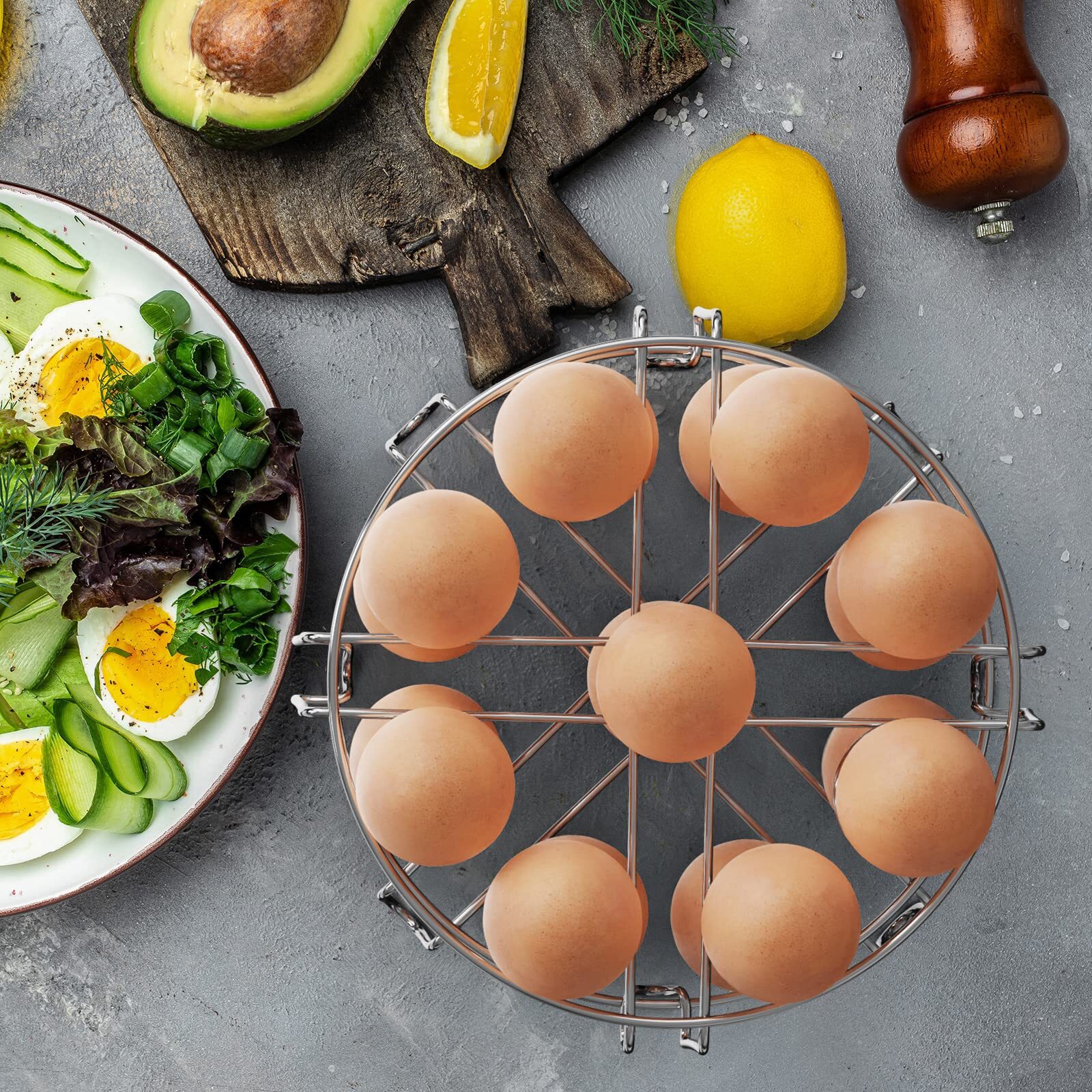 Egg Steamer Rack – Trivet for 6, 8 Quart Pressure Cooker, Cooks 18 Eggs, 2 Packs