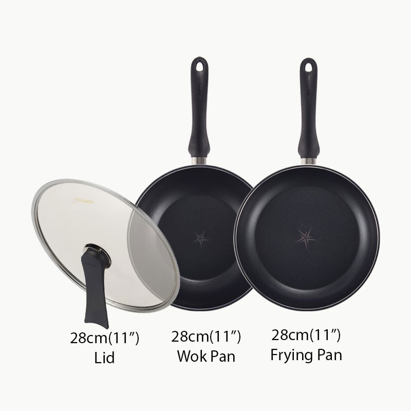 28cm(11″) Frying Pan Wok Lid Cover Set Happycall Complete Titanium IH Induction