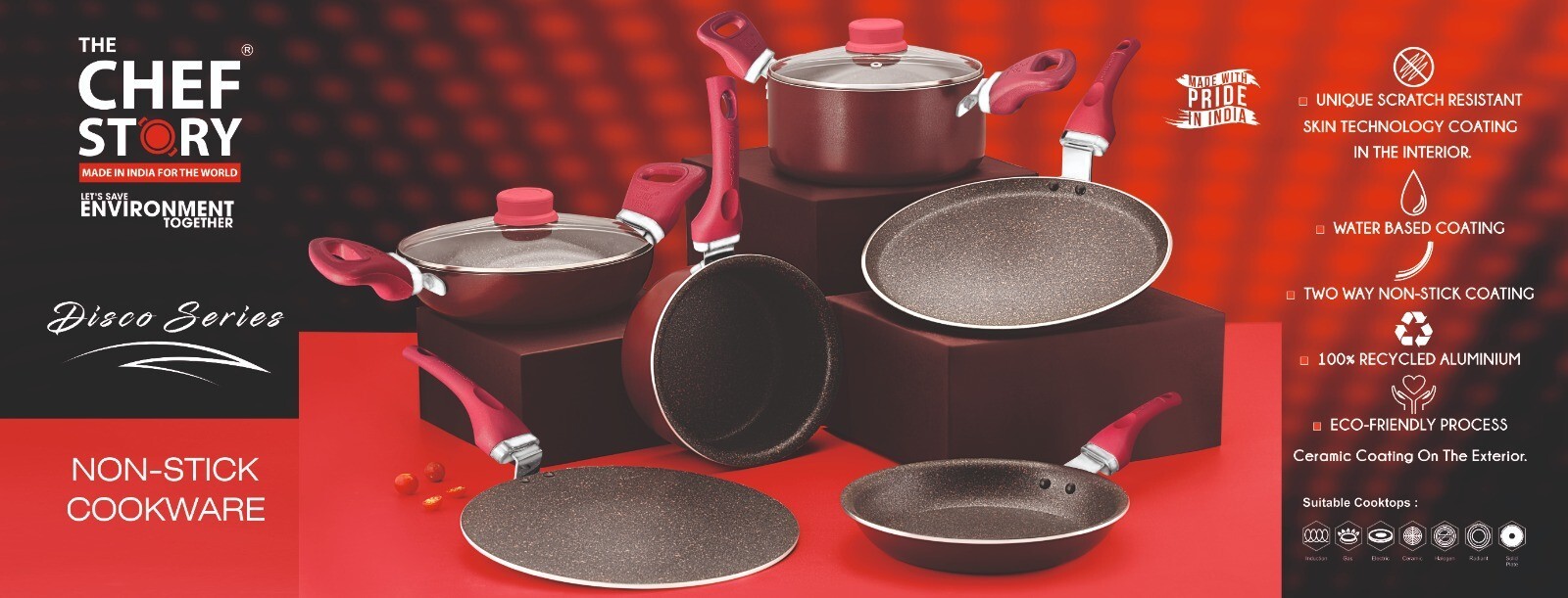 The Chef Story – Disco Series Granite finish Non Stick Frying pan 22cm