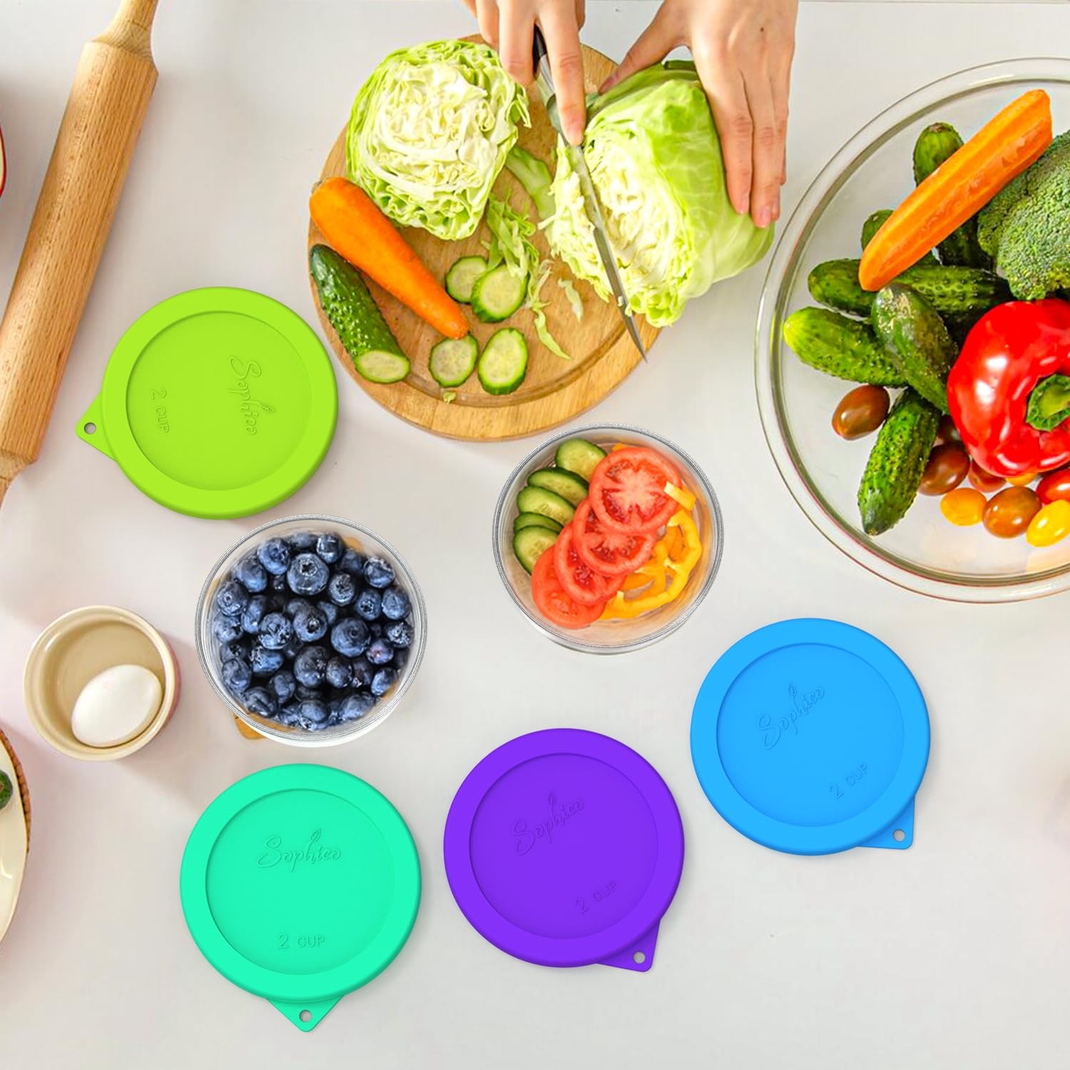 2 Cup Round Silicone Storage Cover Lids Replacement for Pyrex 7200-PC and Anc…