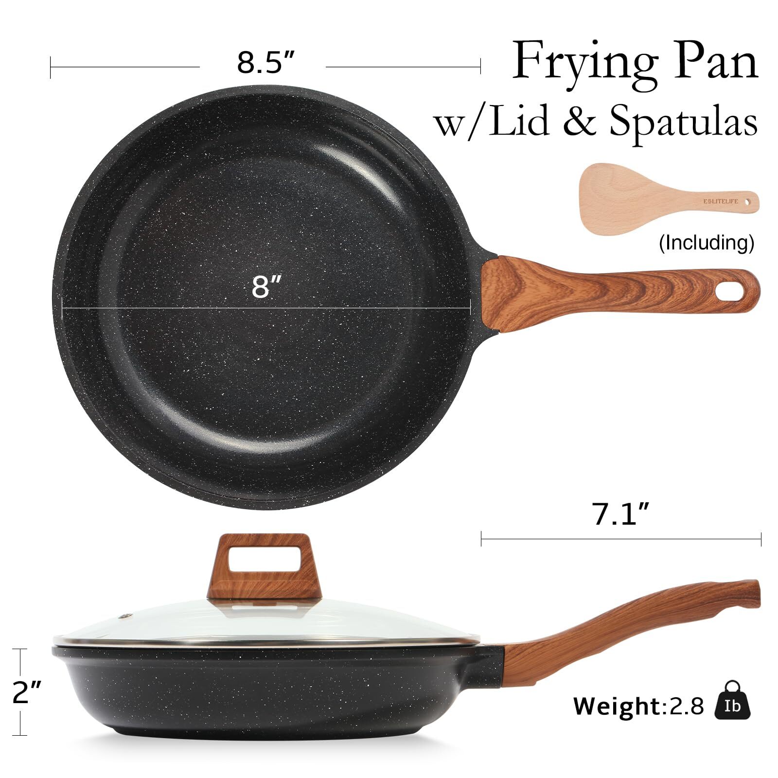 Nonstick Ceramic Frying Pan Skillet with Lid Non-Toxic Egg Omelette Kitchen C…