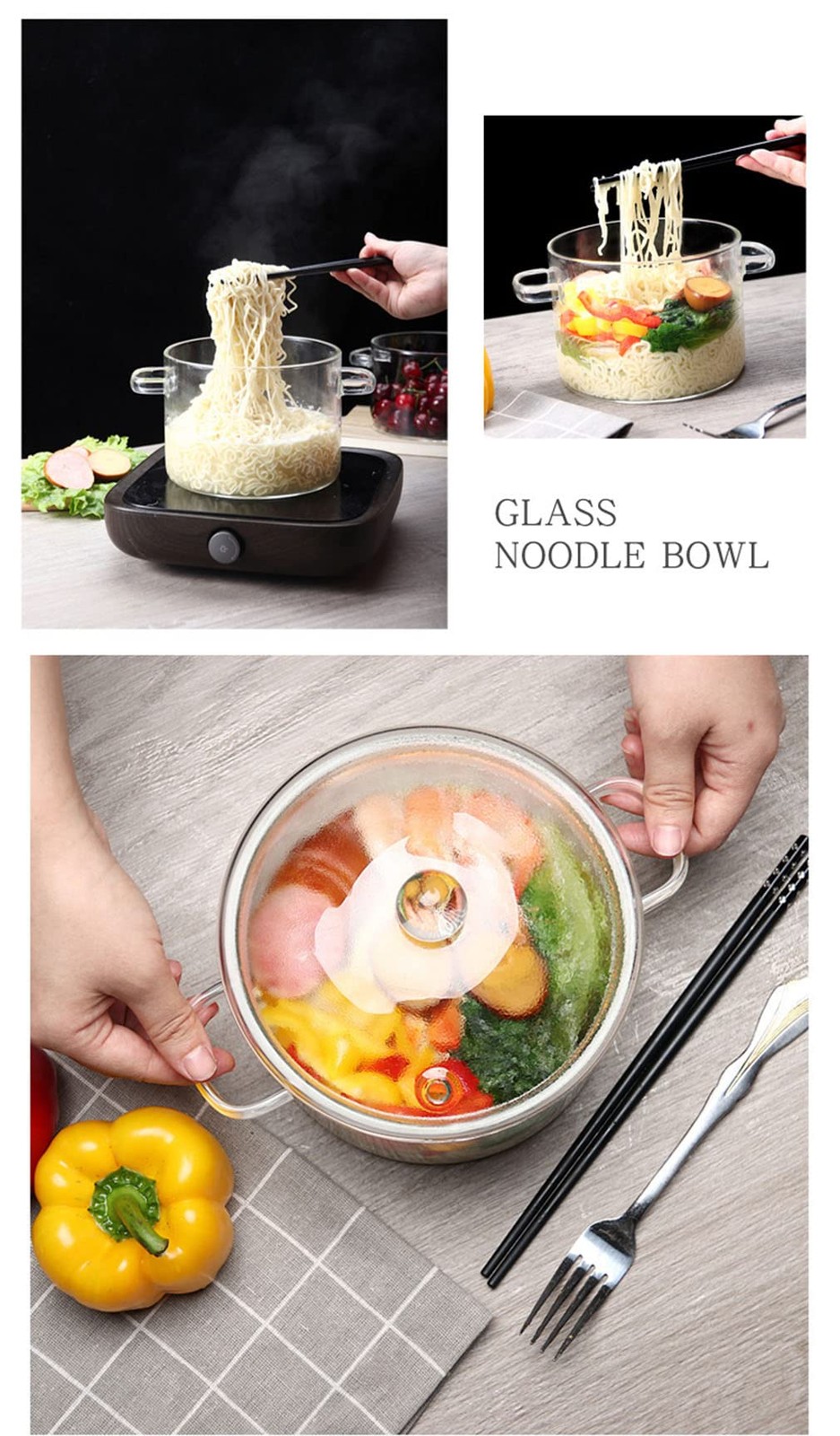 Glass Saucepan with Cover,2L/67OZ Heat-resistant Glass Stovetop Pot and Pan w…