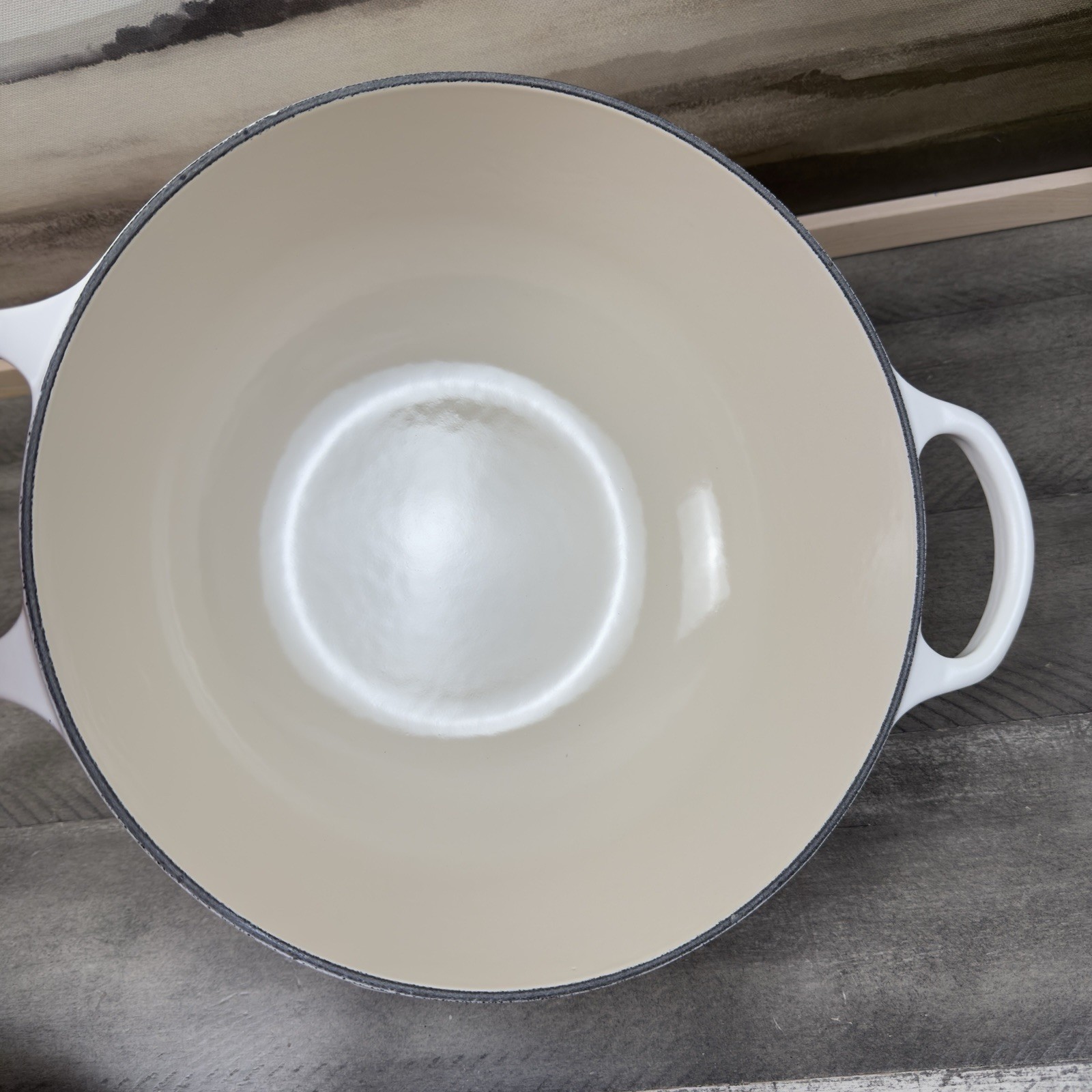 Le Creuset Enameled Cast Iron Soup Pot 4 1/2-Qt. Matte White Scuffed Read NWOB