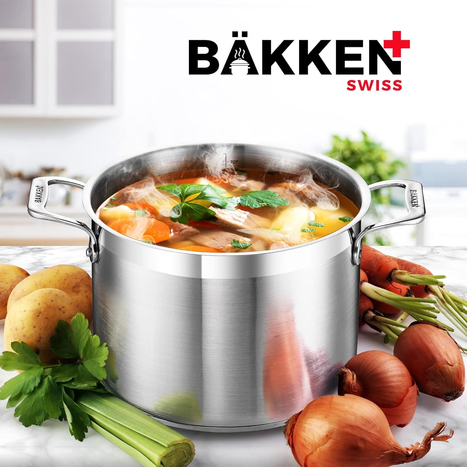 12-Quart Stockpot, Heavy Duty Stainless Steel, Induction, Lid & Riveted Handles