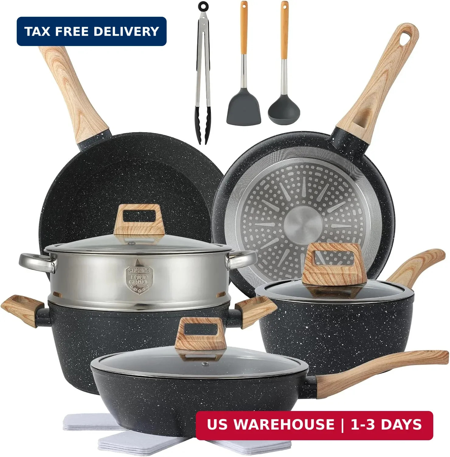 16PCS Pots and Pans Set Non Stick Cookware Set Nonstick with Cooking Set