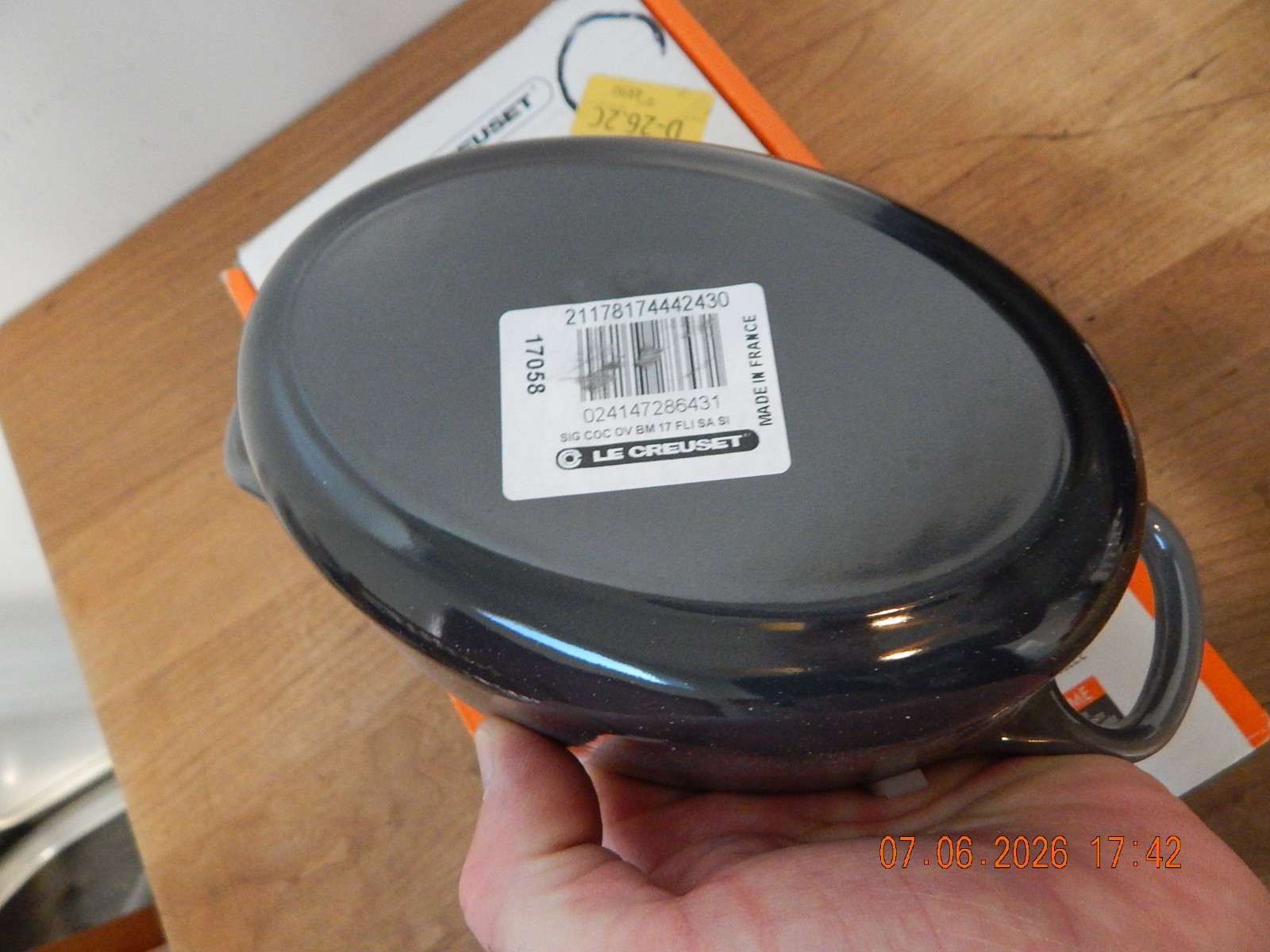 Le Creuset Signature Cocotte Oval 17cm 1qt FLINT OYSTERCast Iron Enameled NIB