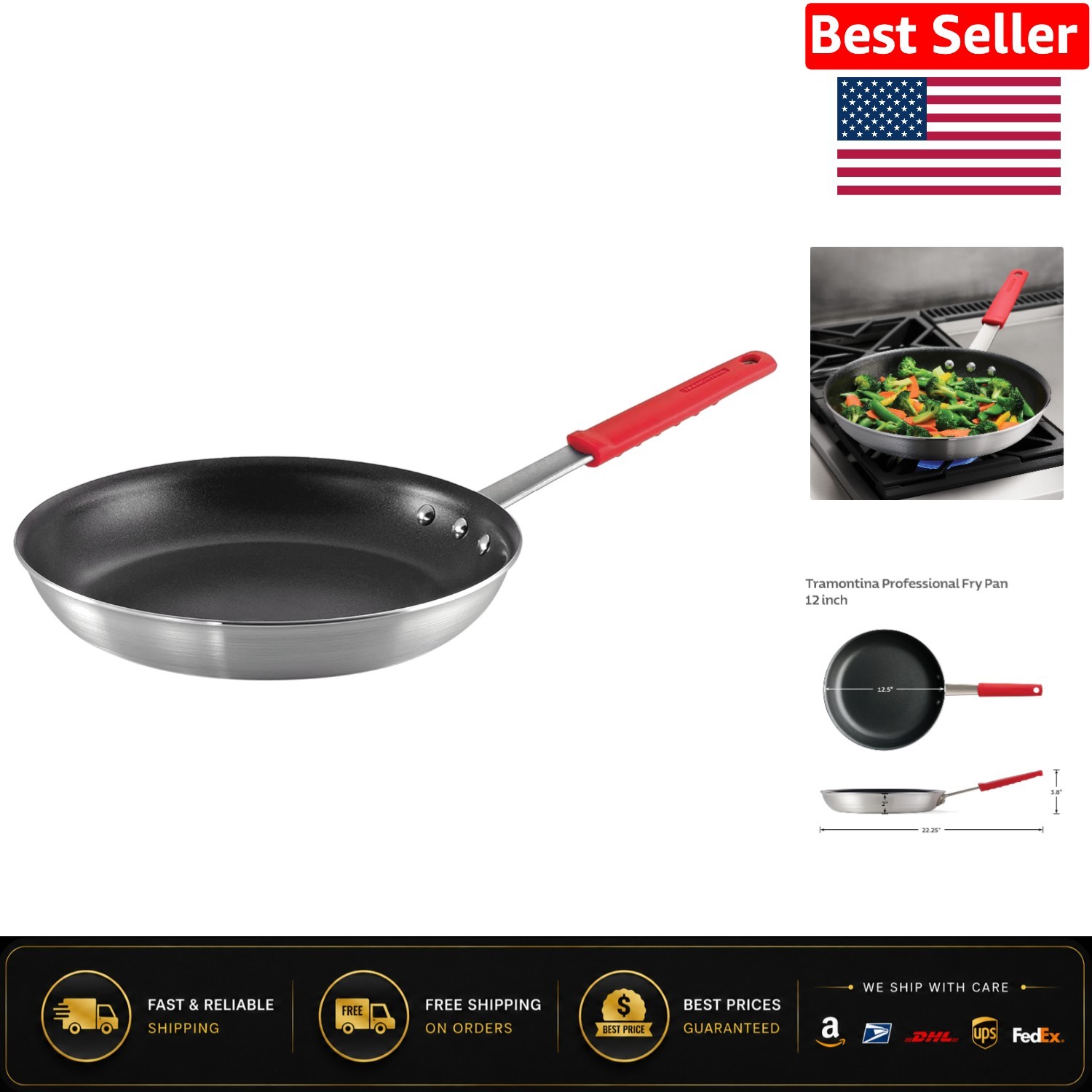 12-Inch Non-Stick Fry Pan – Durable Aluminum & Ergonomic Handle for Easy Cooking