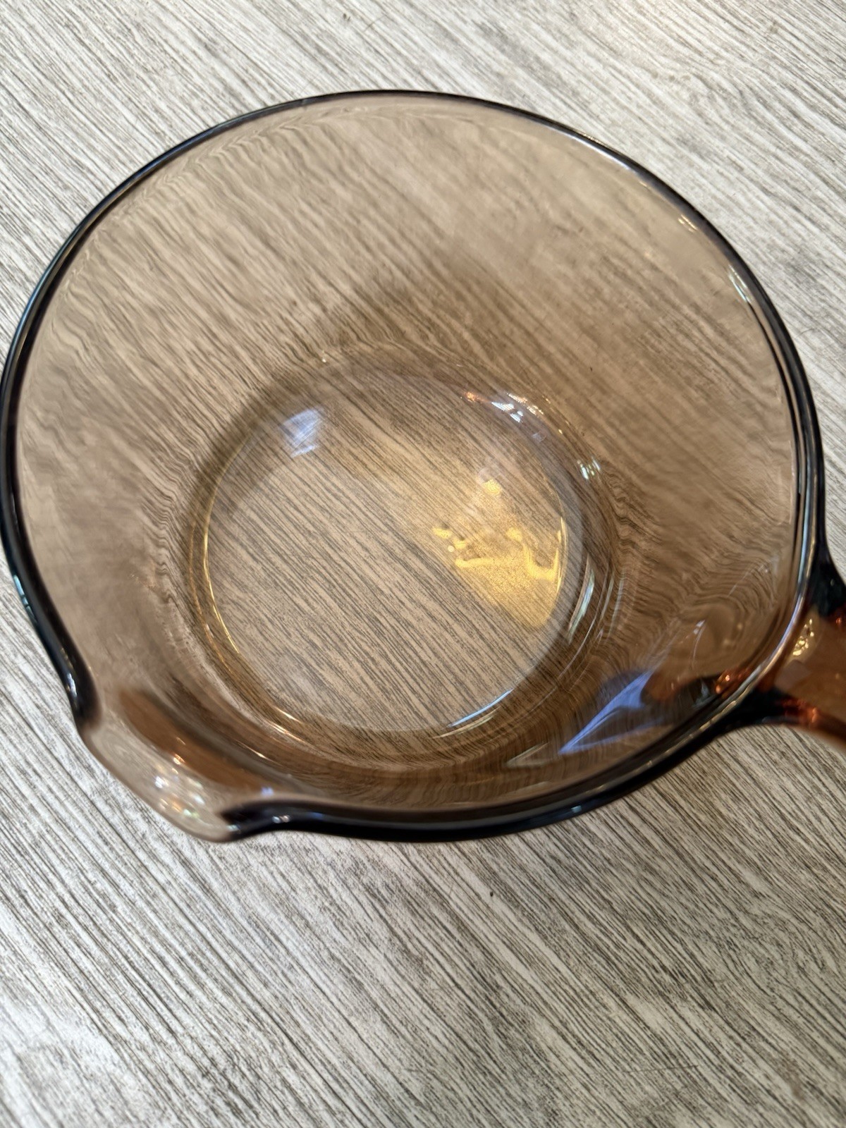 Vintage Corning Amber Vision Ware 1 Liter Sauce Pan Pot Pour Spout No Lid USA