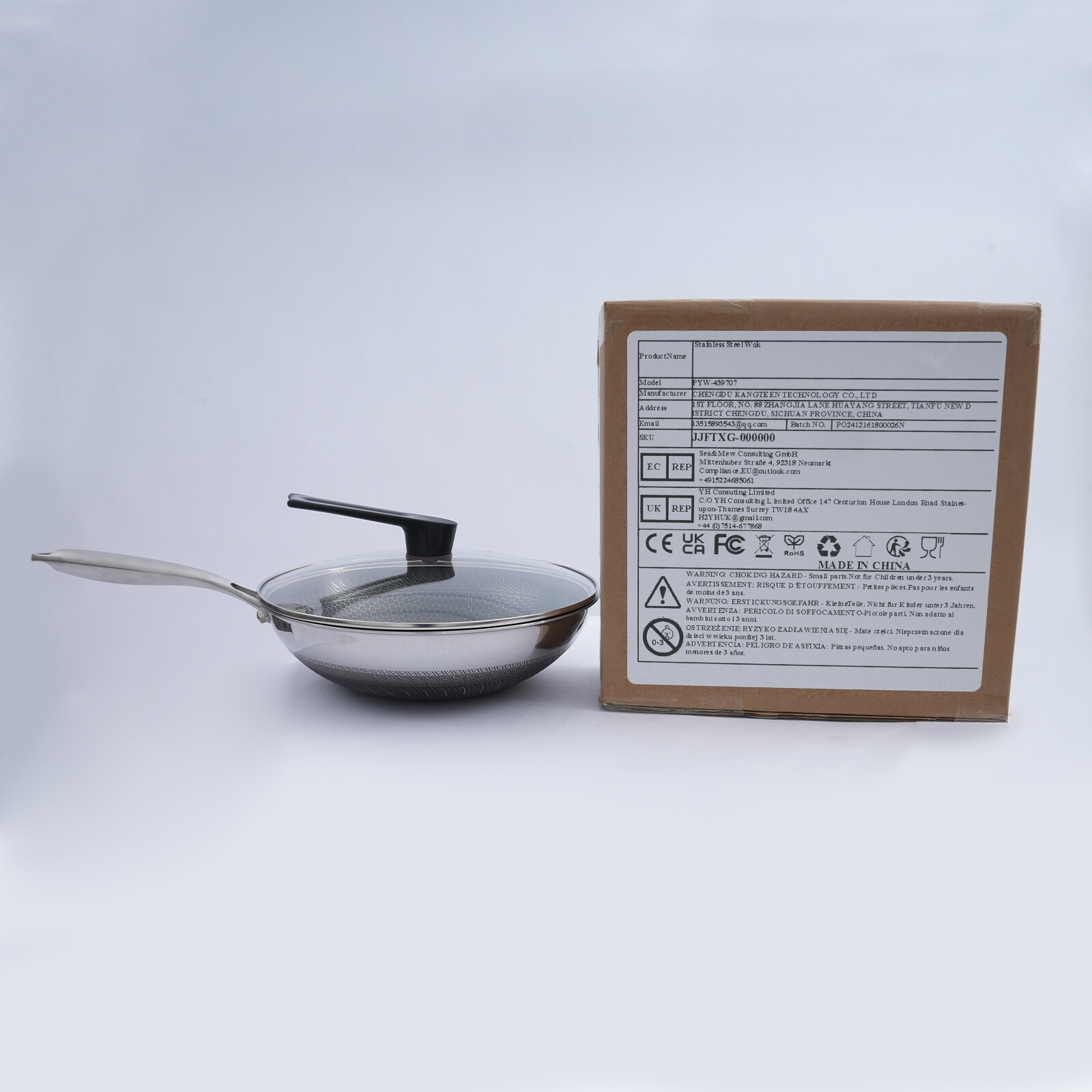 Honeycomb Wok, Stainless Steel Cooking Frying Pan, Stir-fry Pan 32*8.5cm